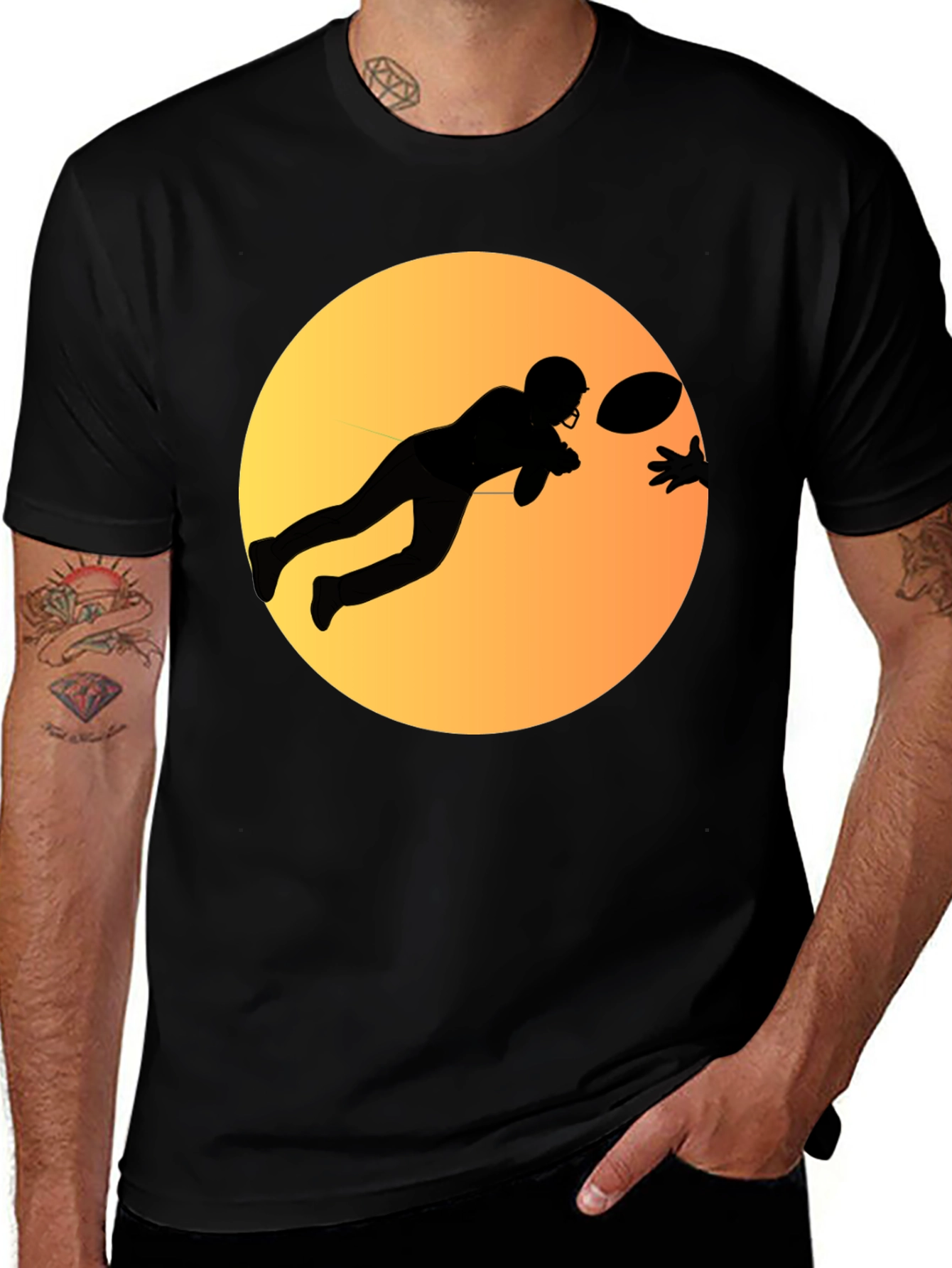 Football Player Graphic Tee - Black