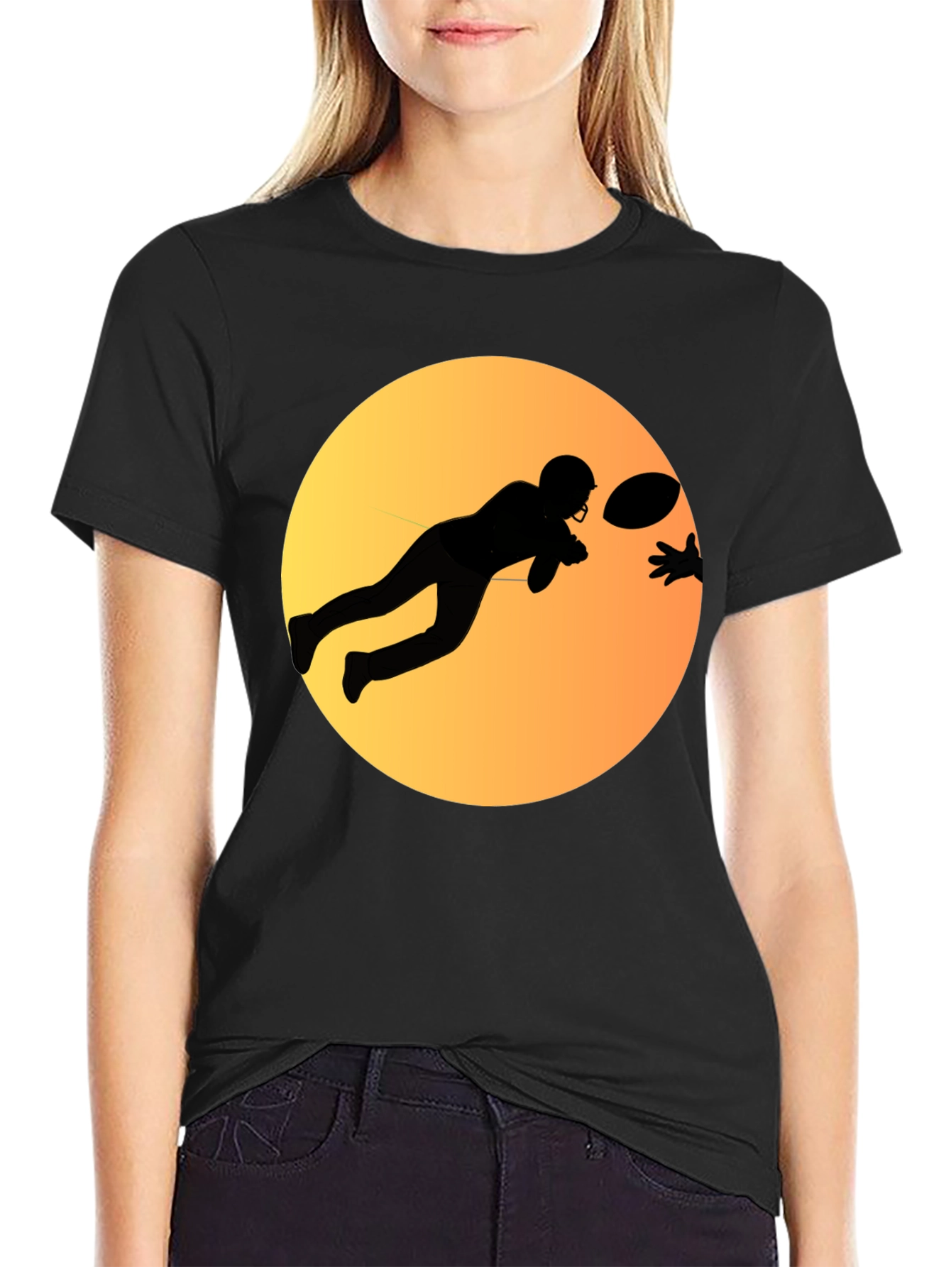 Football Player Graphic Tee - Black