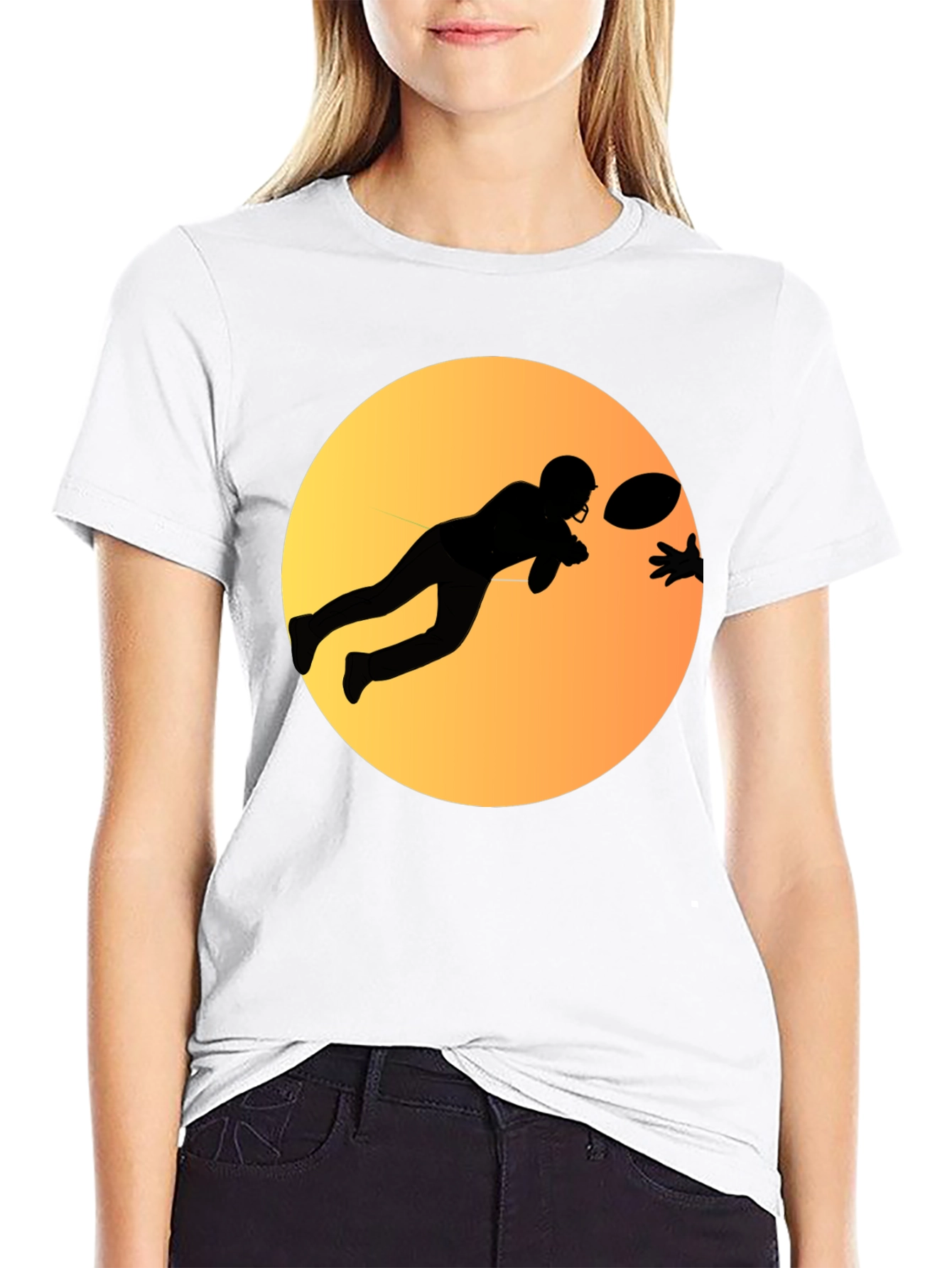 Football Player Graphic Tee - Black
