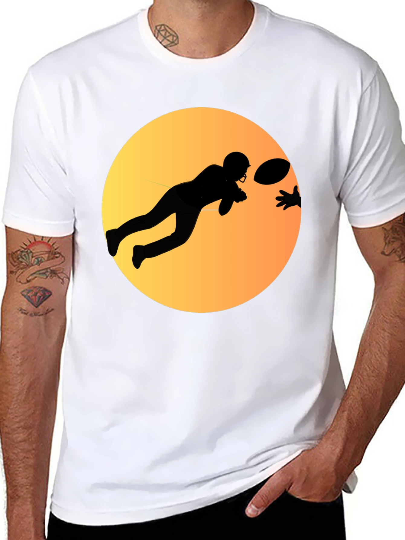 Football Player Graphic Tee - Black