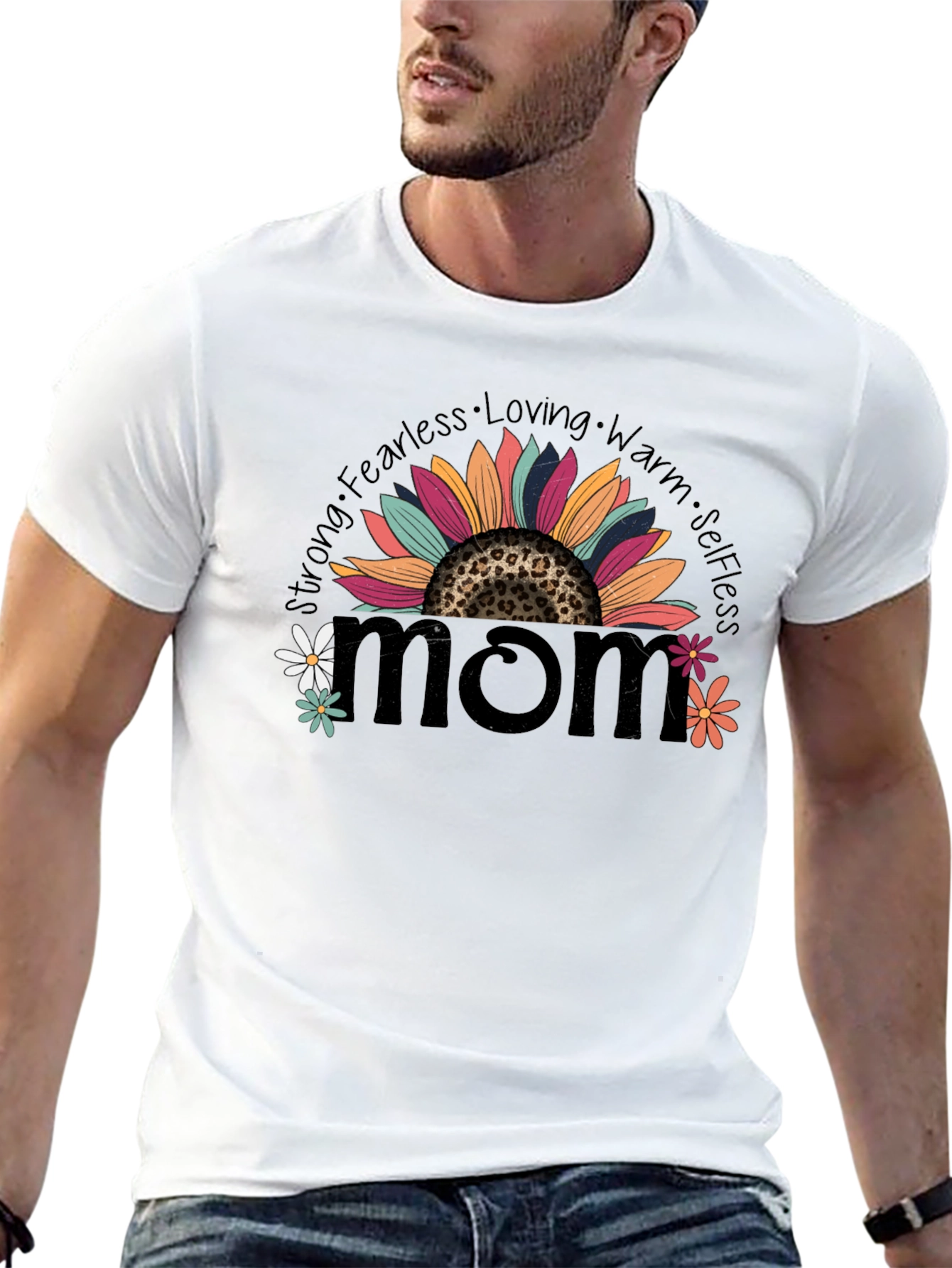 Mom Sunflower Graphic Tee - Strong Fearless Loving