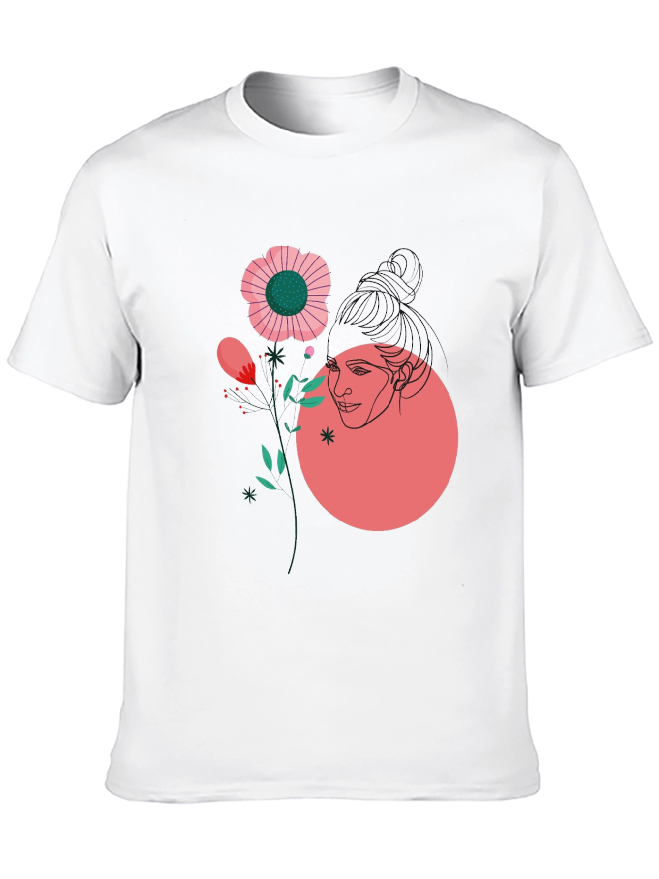 Abstract Floral Graphic Tee - Black