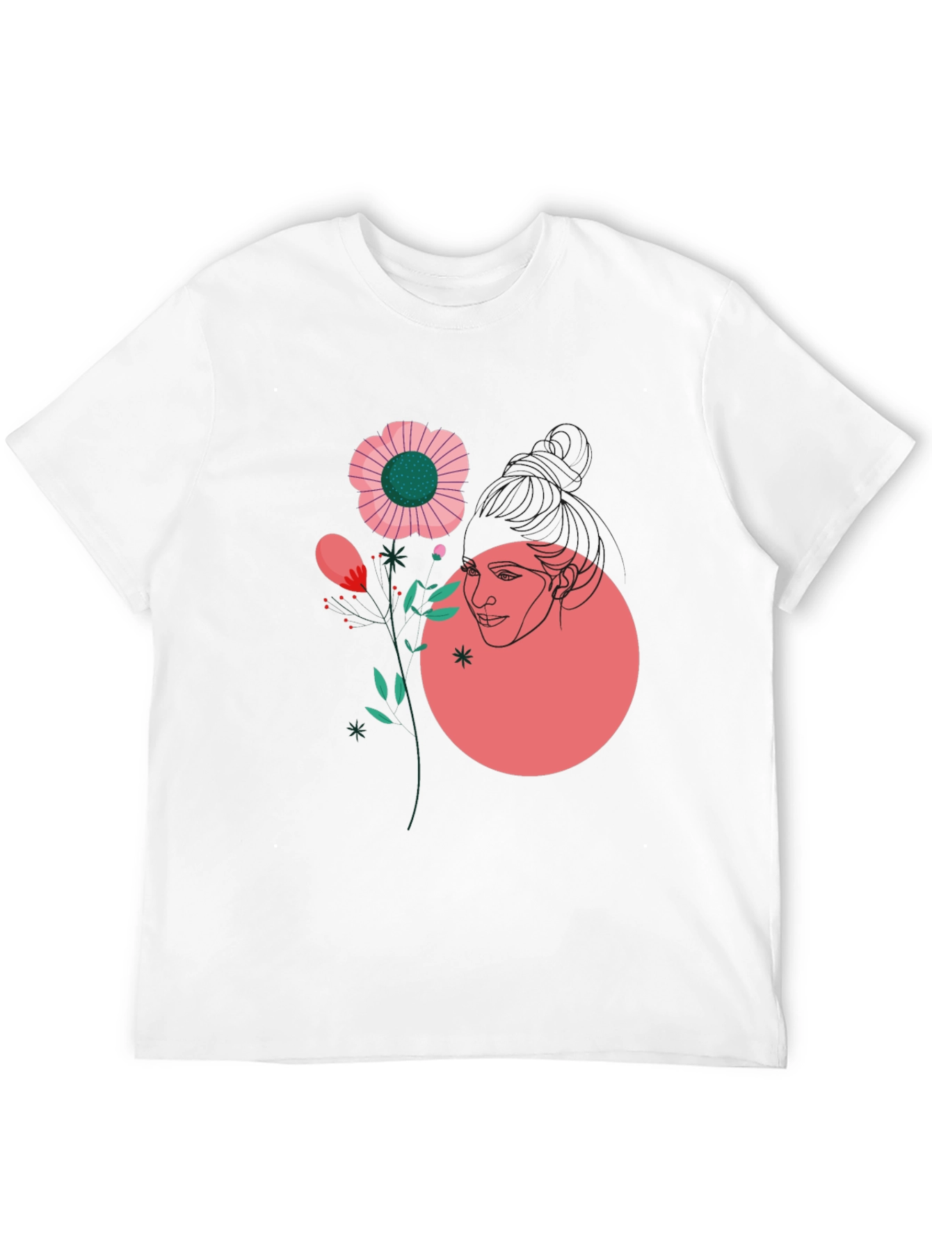 Abstract Floral Graphic Tee - Black
