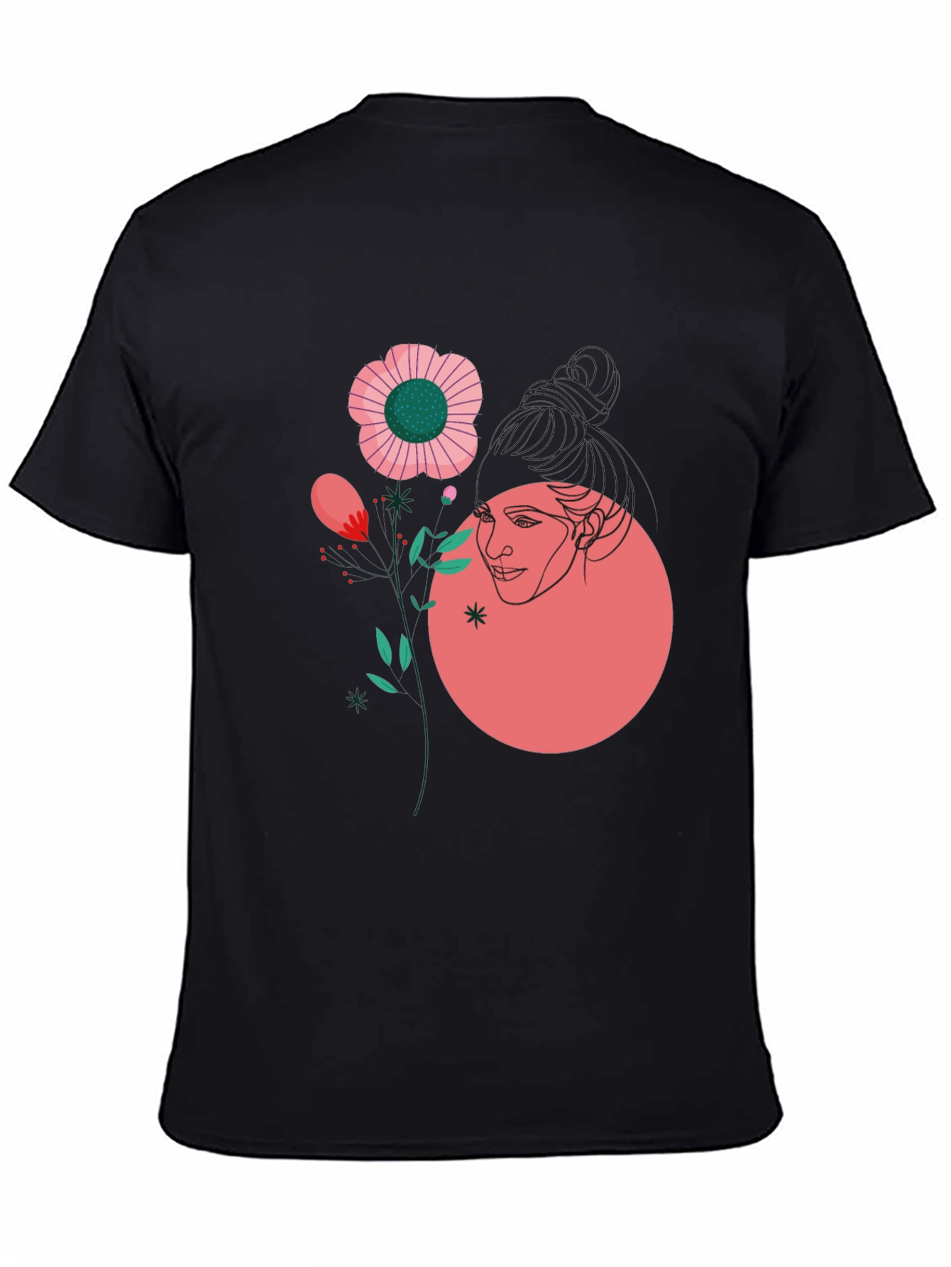 Abstract Floral Graphic Tee - Black