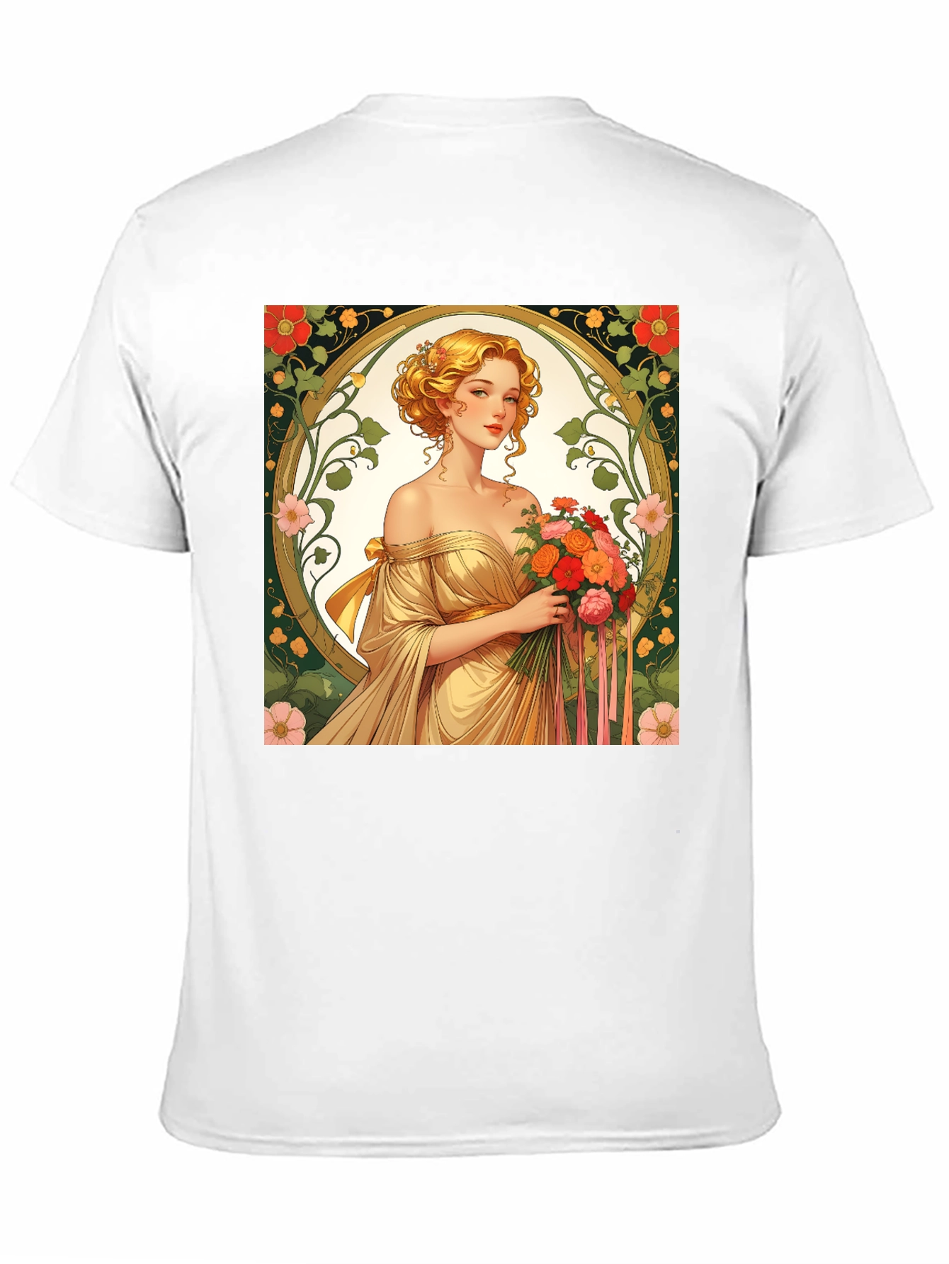 Art Nouveau Lady T-Shirt - Elegant Floral Design
