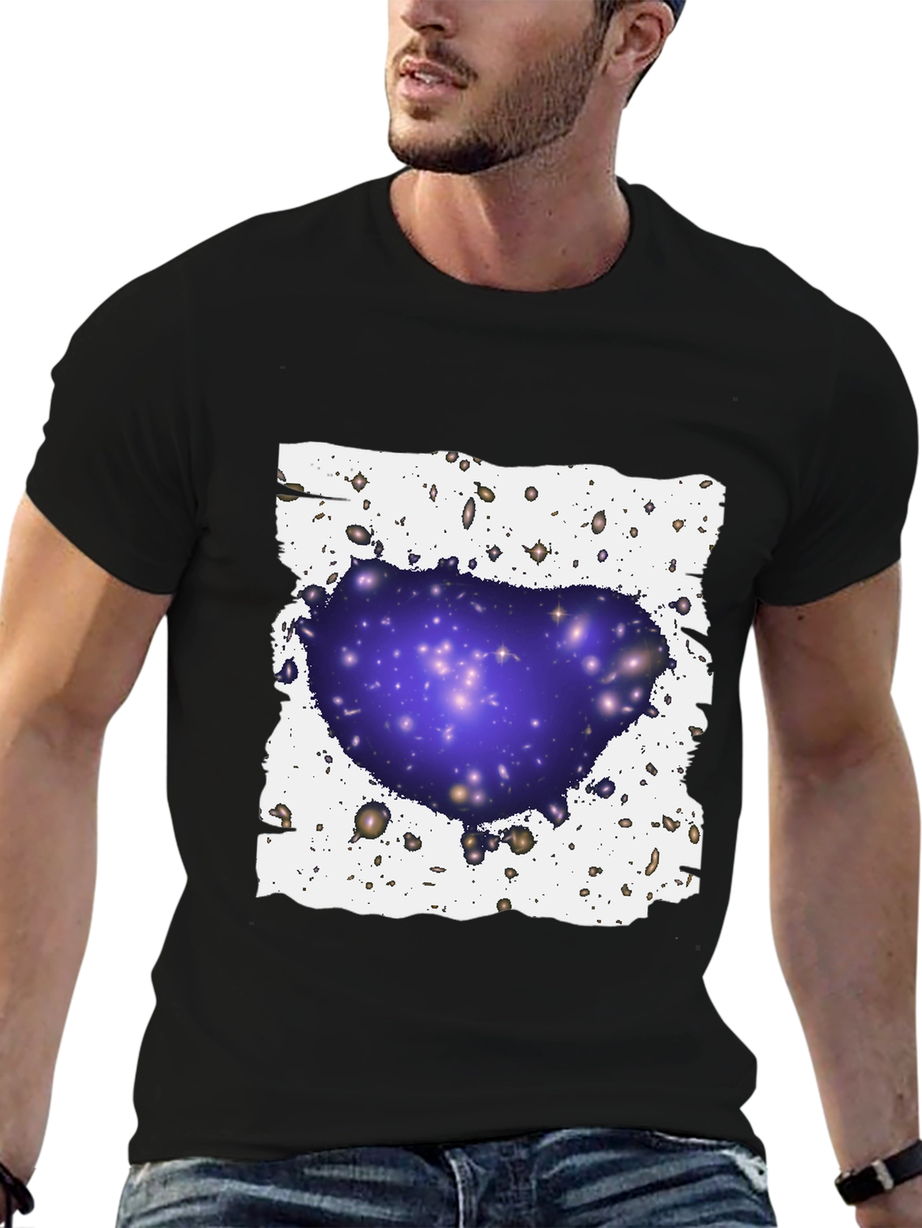 Galaxy Cluster Graphic T-Shirt - Black