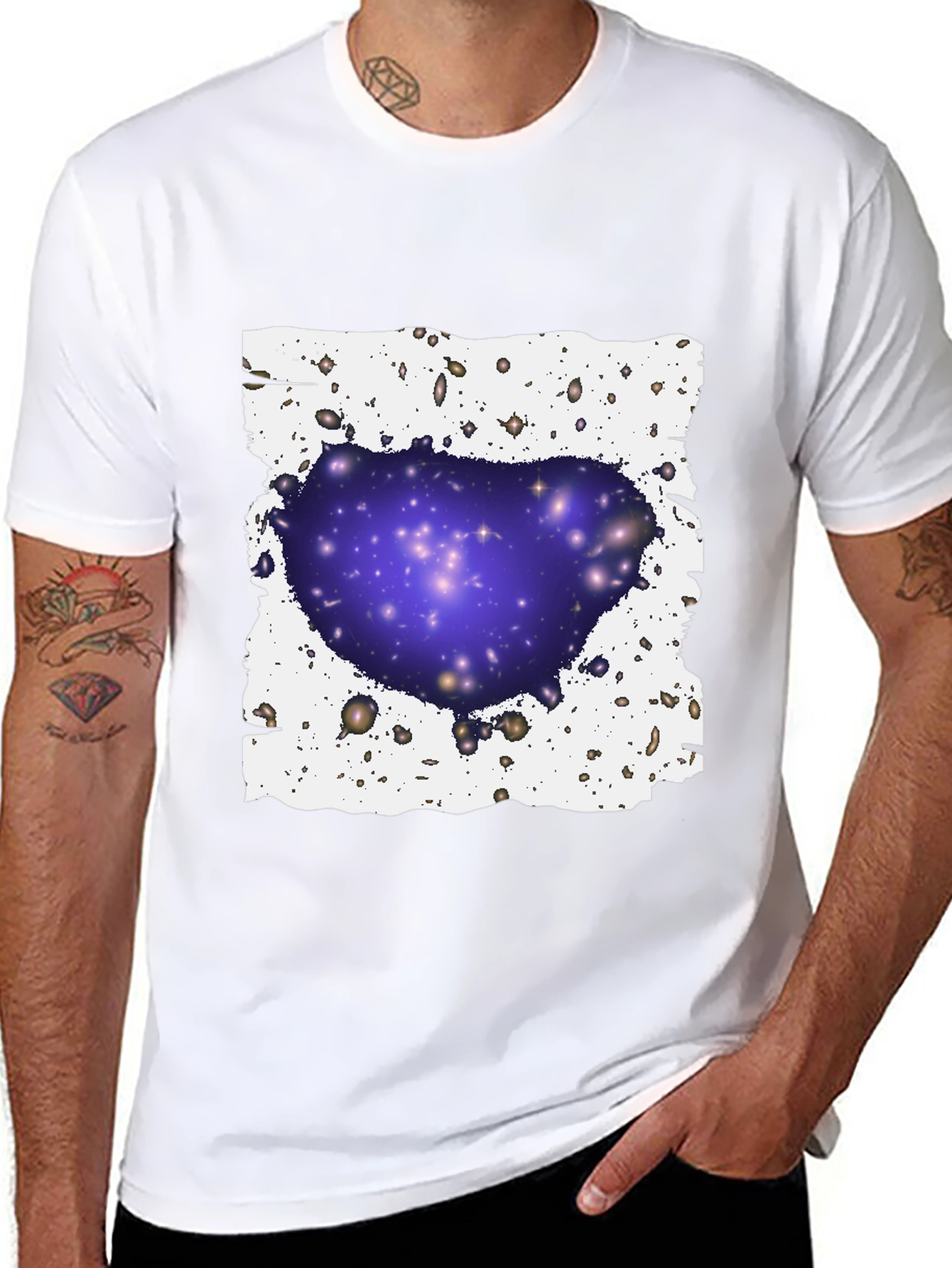 Galaxy Cluster Graphic T-Shirt - Black