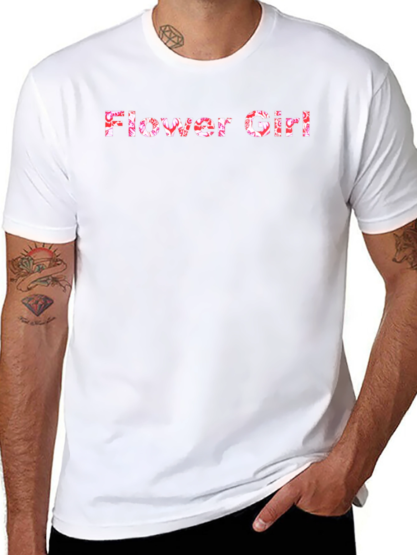 Flower Girl Floral Graphic Black T-Shirt
