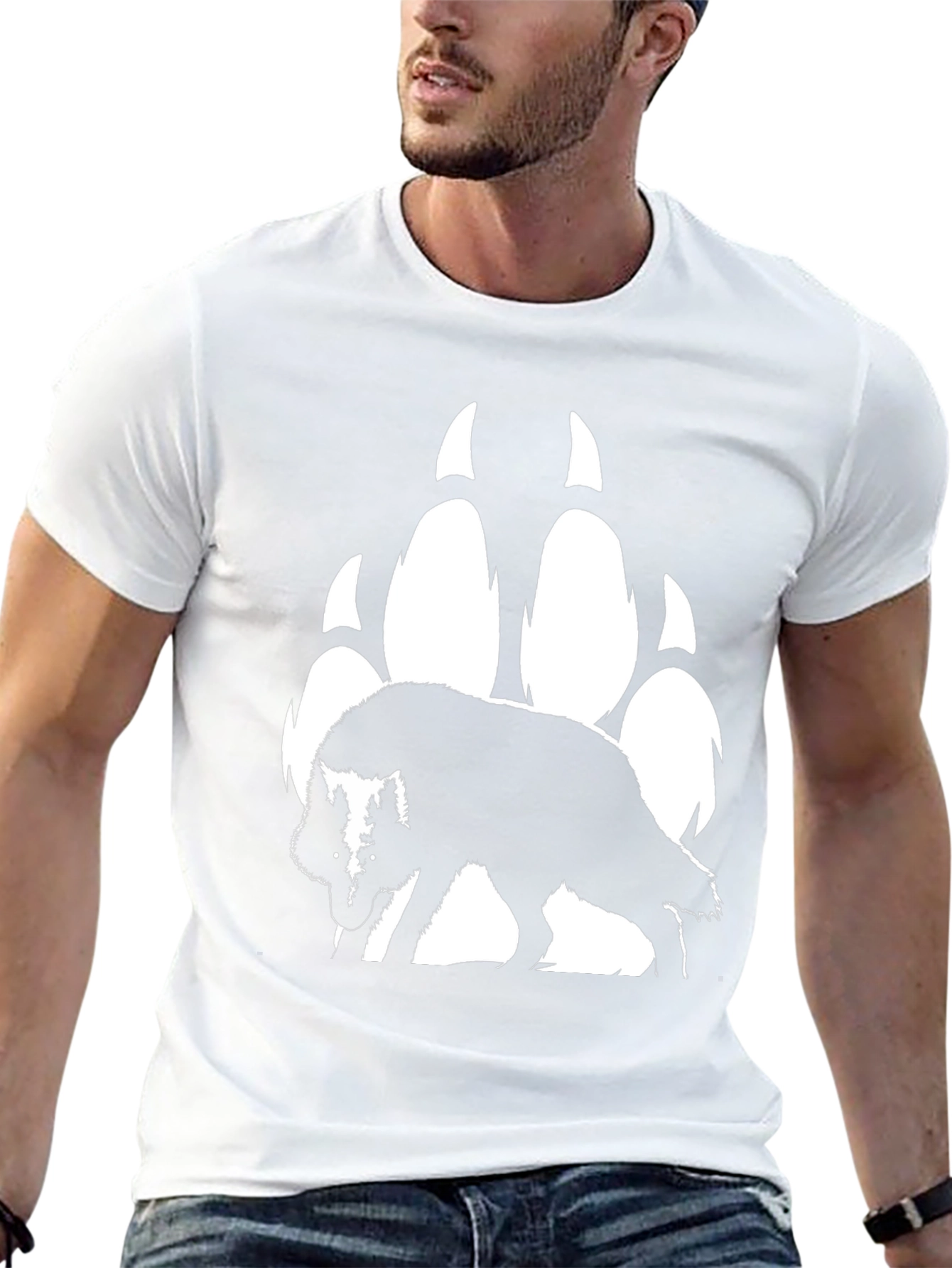 Wolf & Paw Print Graphic T-Shirt