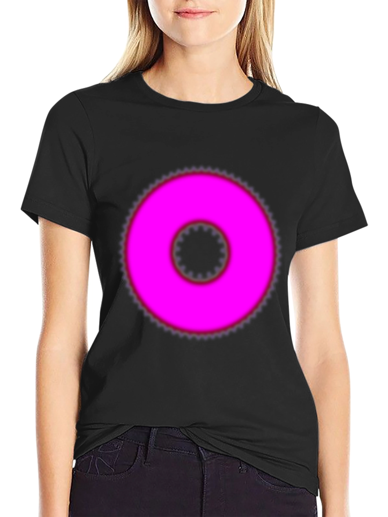 Pink Ring Graphic Black T-Shirt