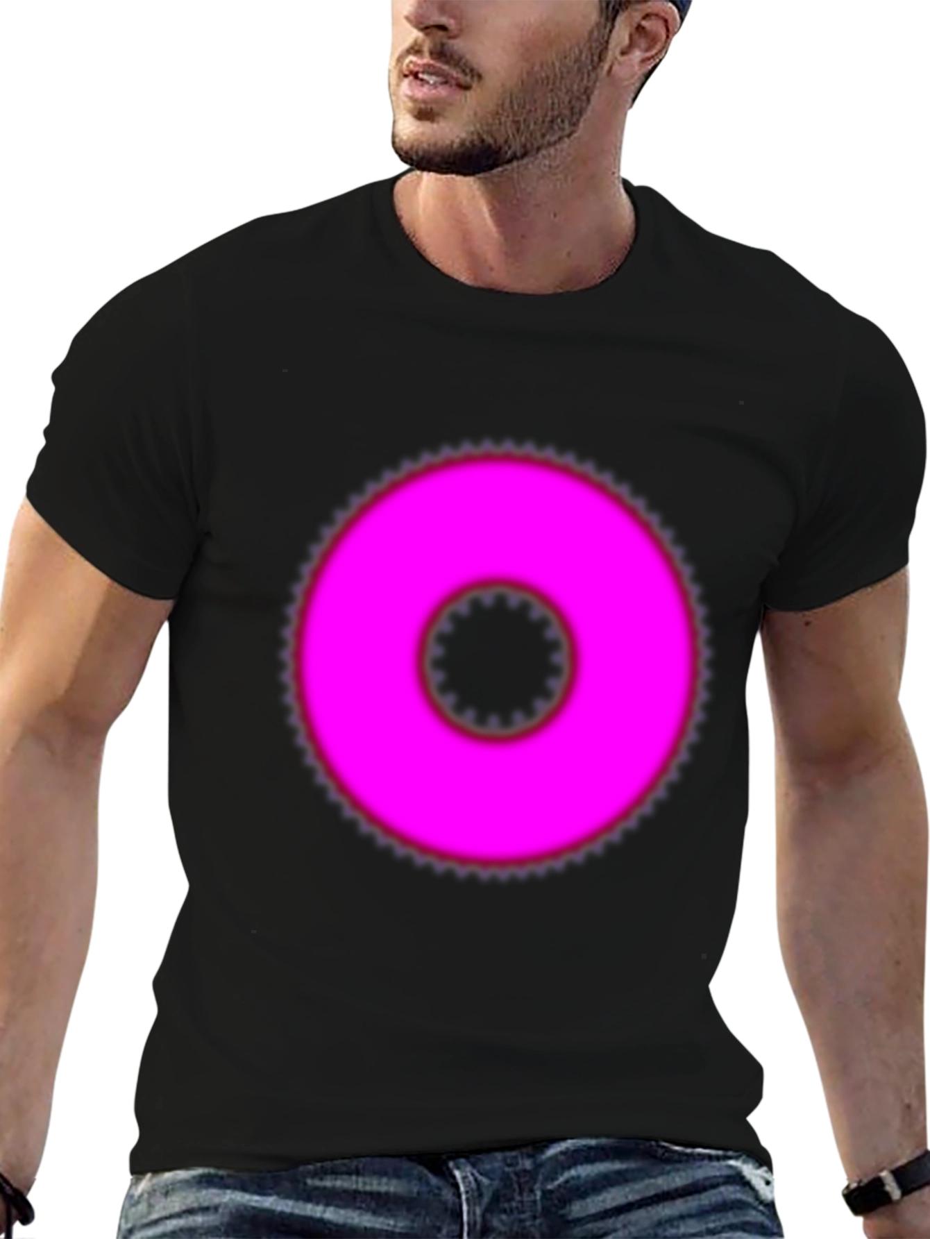 Pink Ring Graphic Black T-Shirt