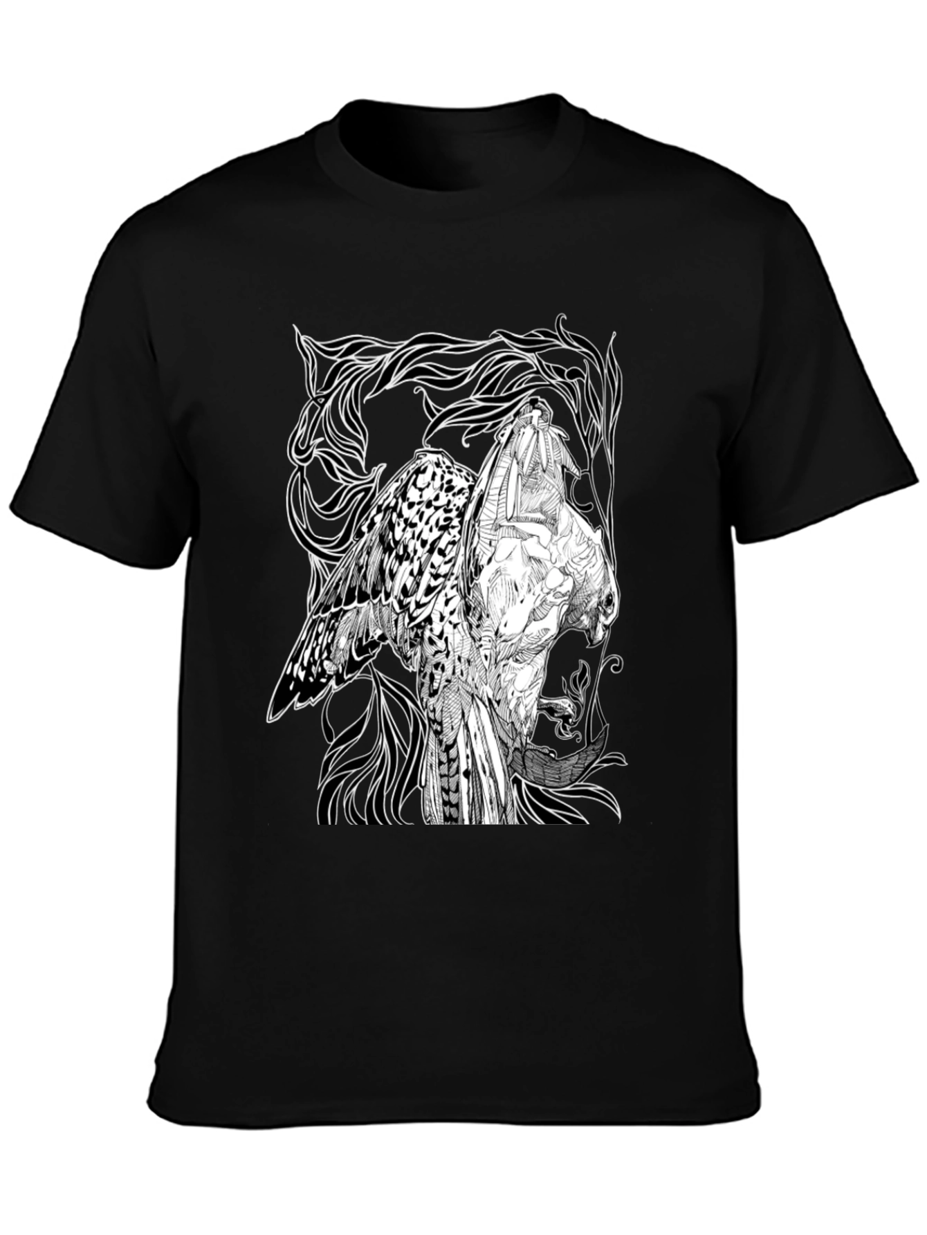 Graphic Owl T-Shirt - Black Cotton Tee