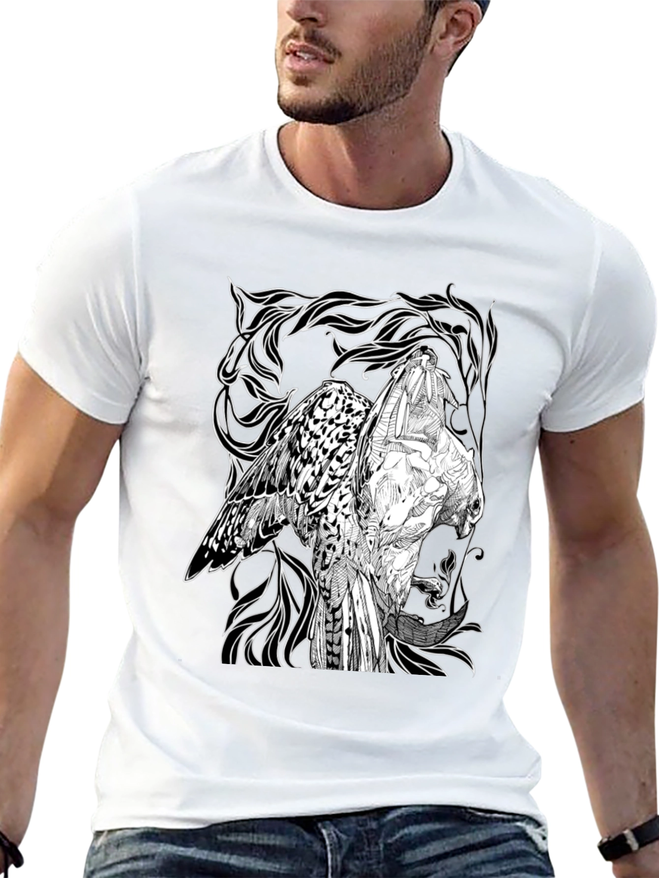 Graphic Owl T-Shirt - Black Cotton Tee