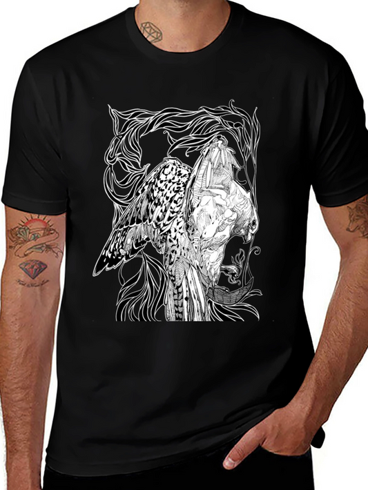 Graphic Owl T-Shirt - Black Cotton Tee