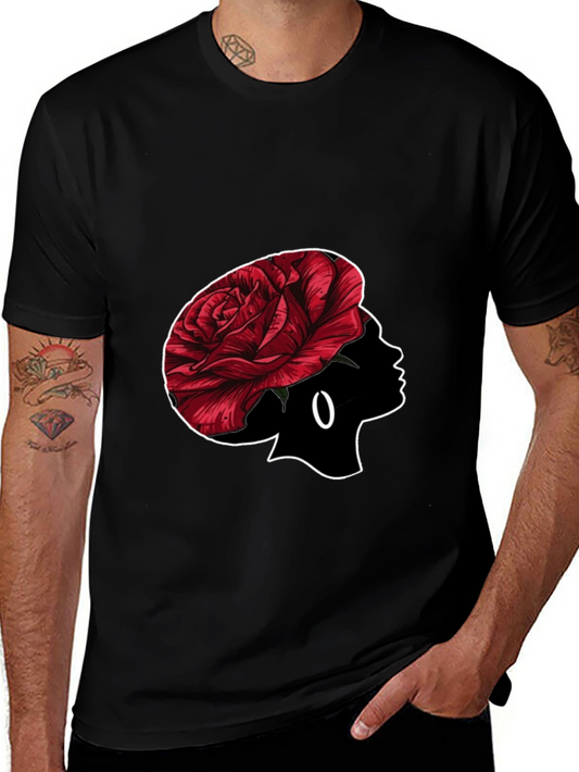 Rose Silhouette Graphic Black T-Shirt