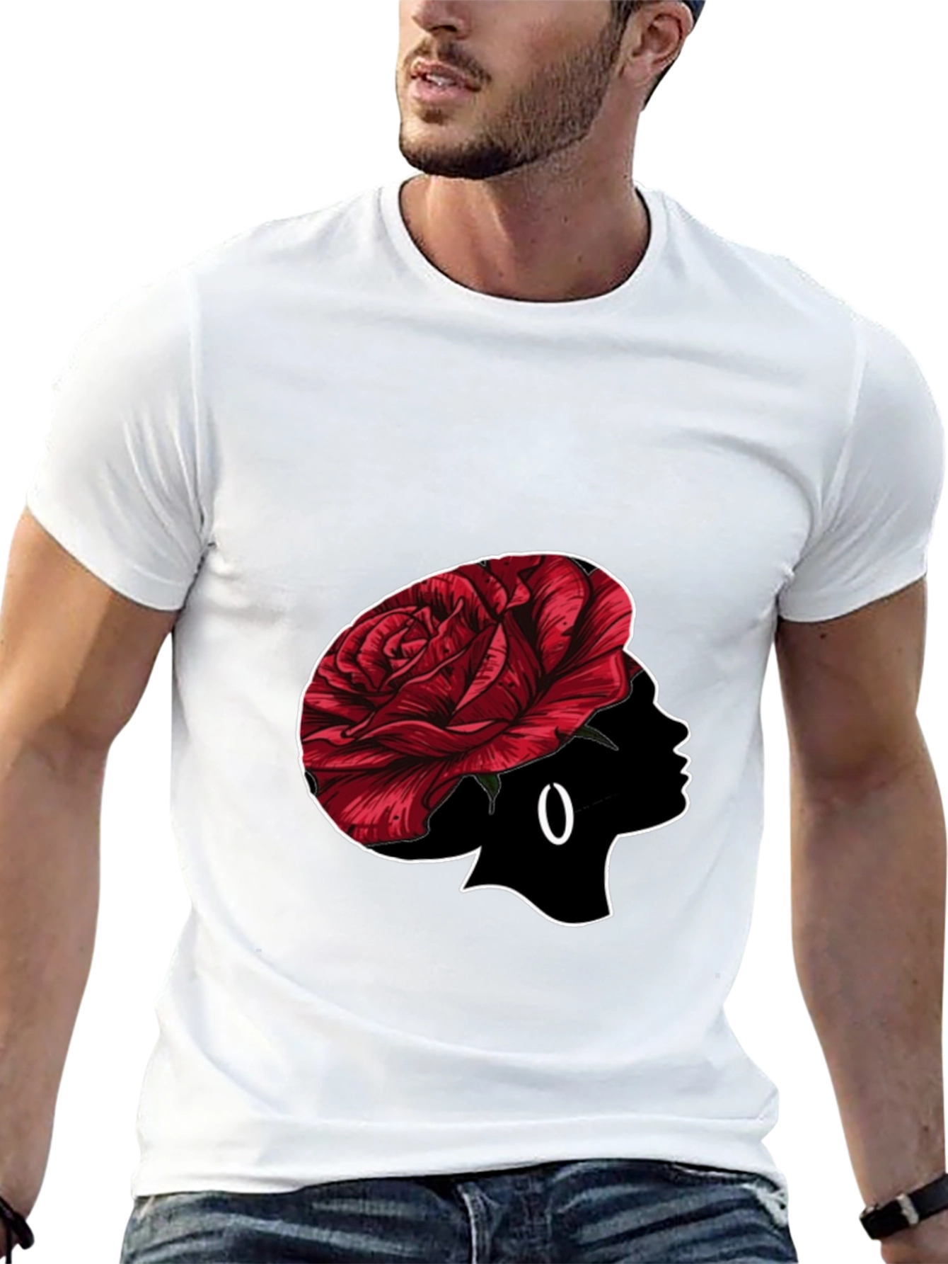 Rose Silhouette Graphic Black T-Shirt
