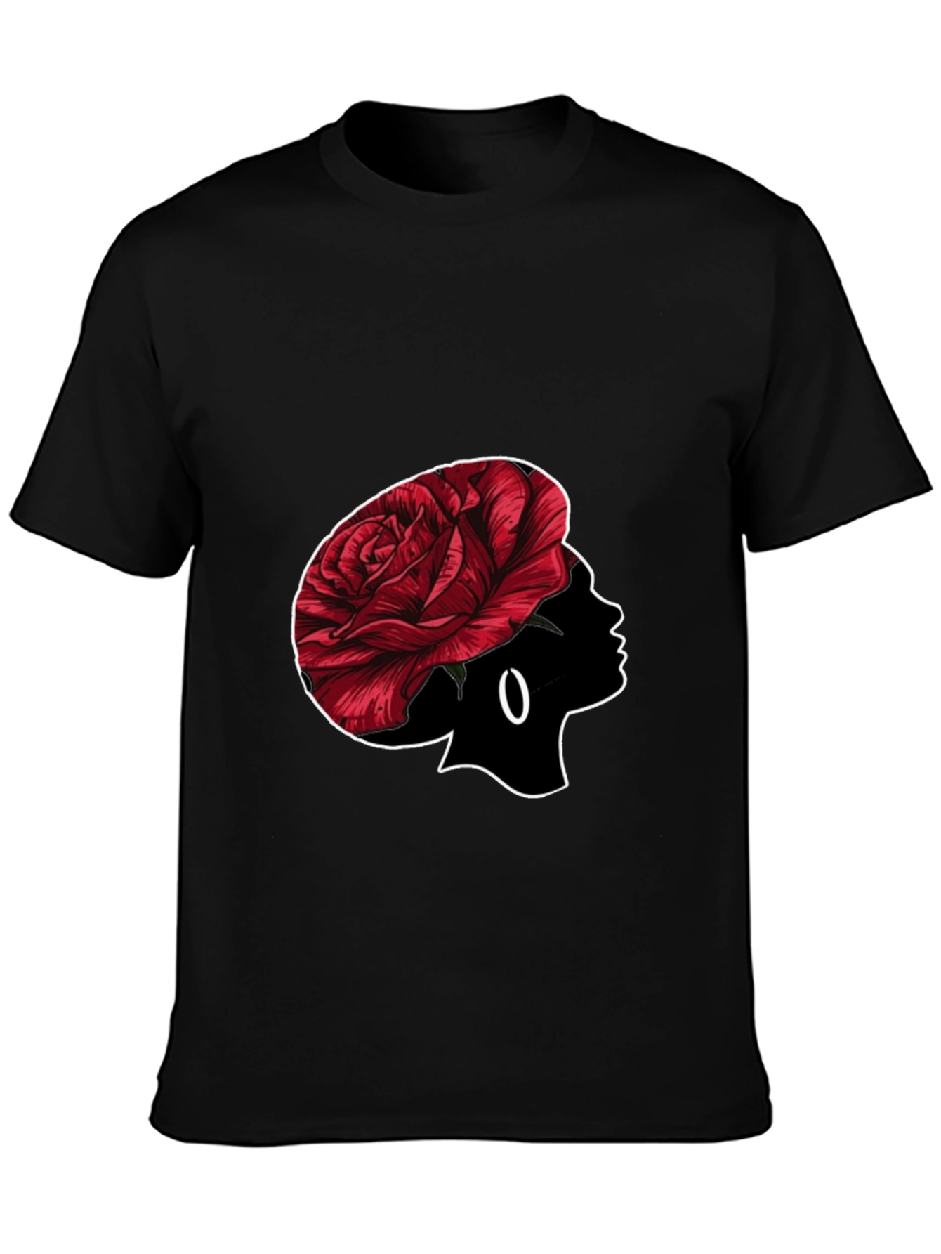 Rose Silhouette Graphic Black T-Shirt