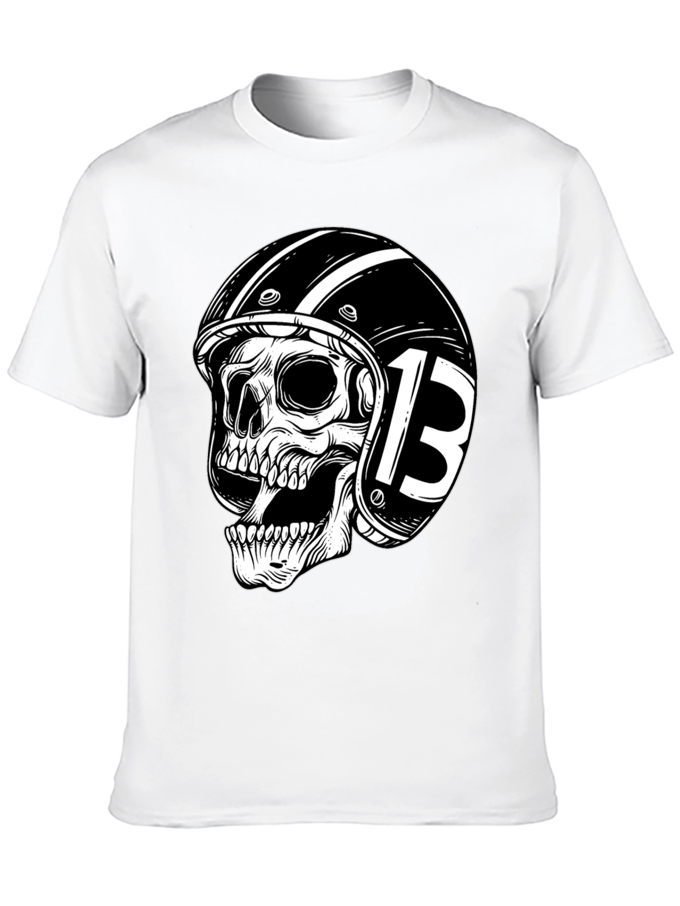 Mens Black Skull & Helmet Graphic T-Shirt