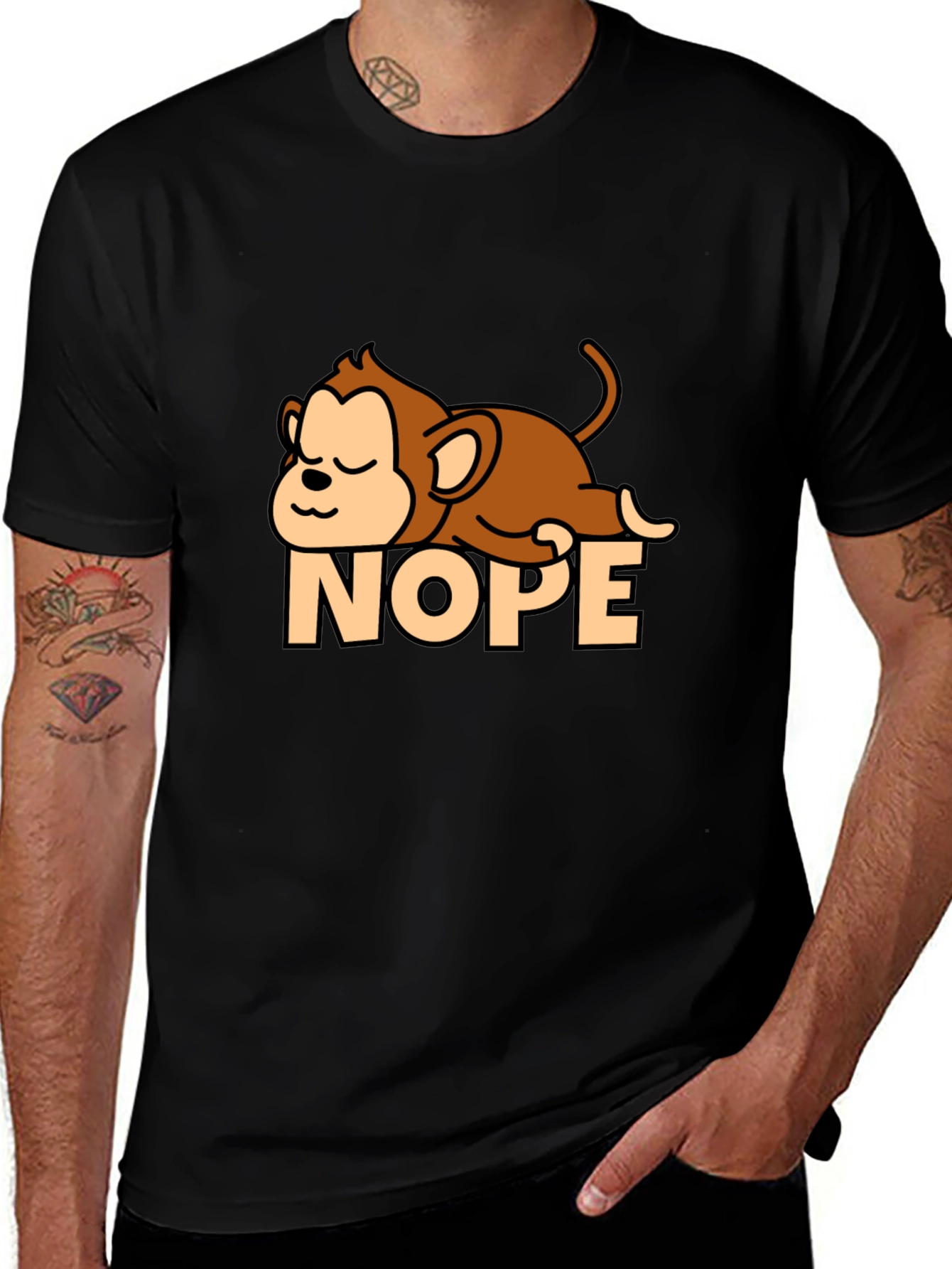 Nope Monkey T-Shirt - Lazy Funny Relax Graphic Tee