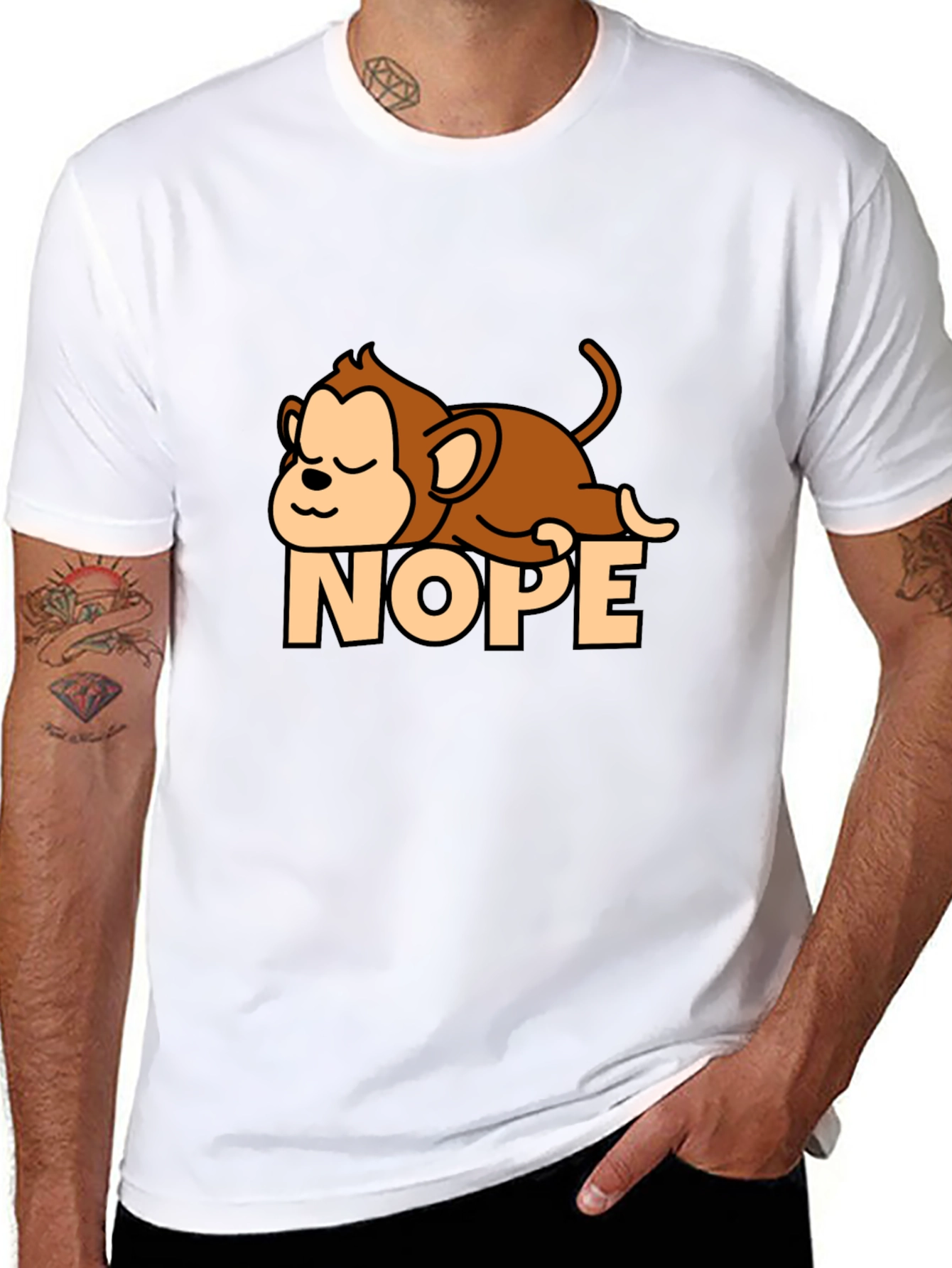 Nope Monkey T-Shirt - Lazy Funny Relax Graphic Tee