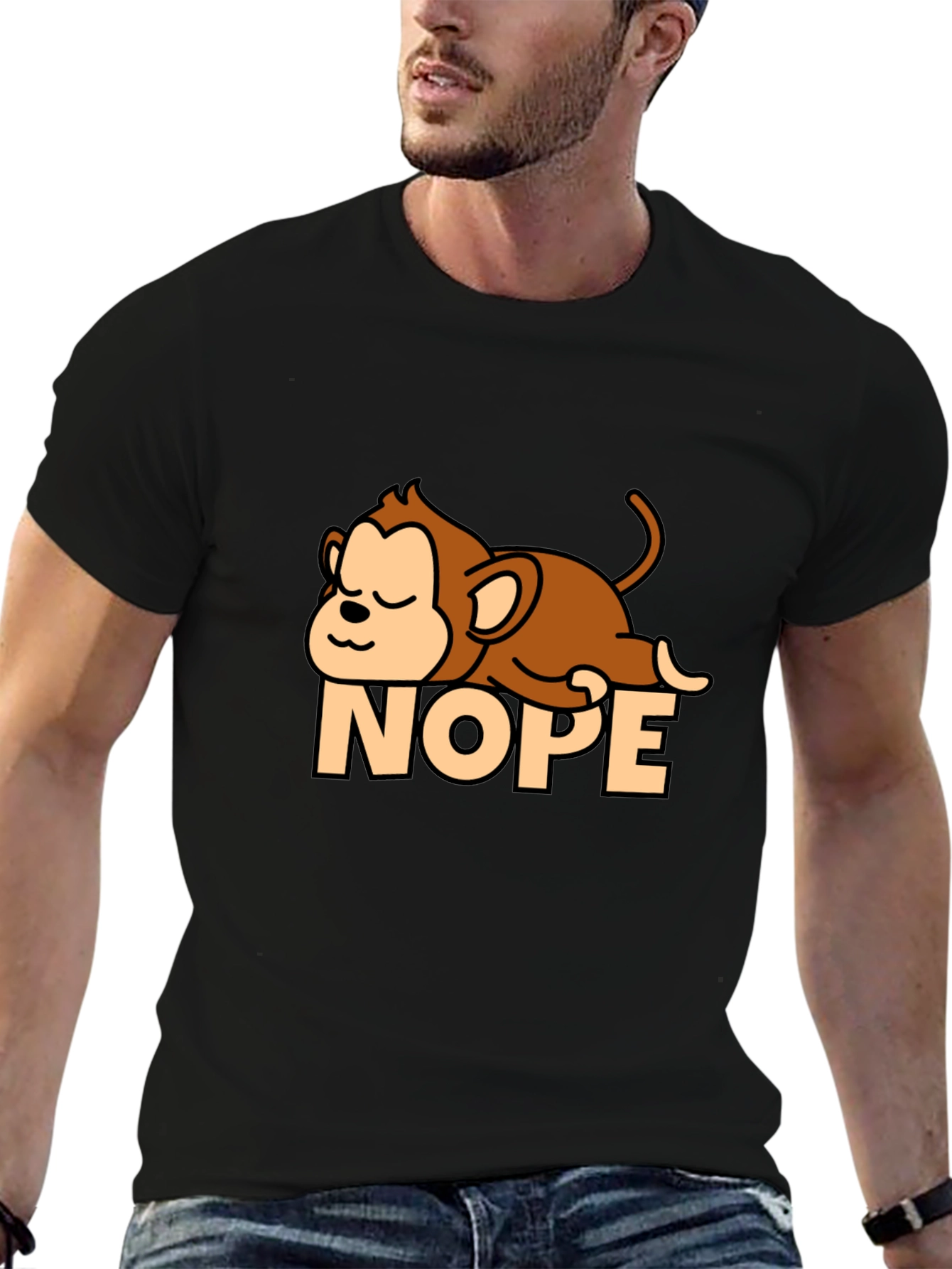 Nope Monkey T-Shirt - Lazy Funny Relax Graphic Tee