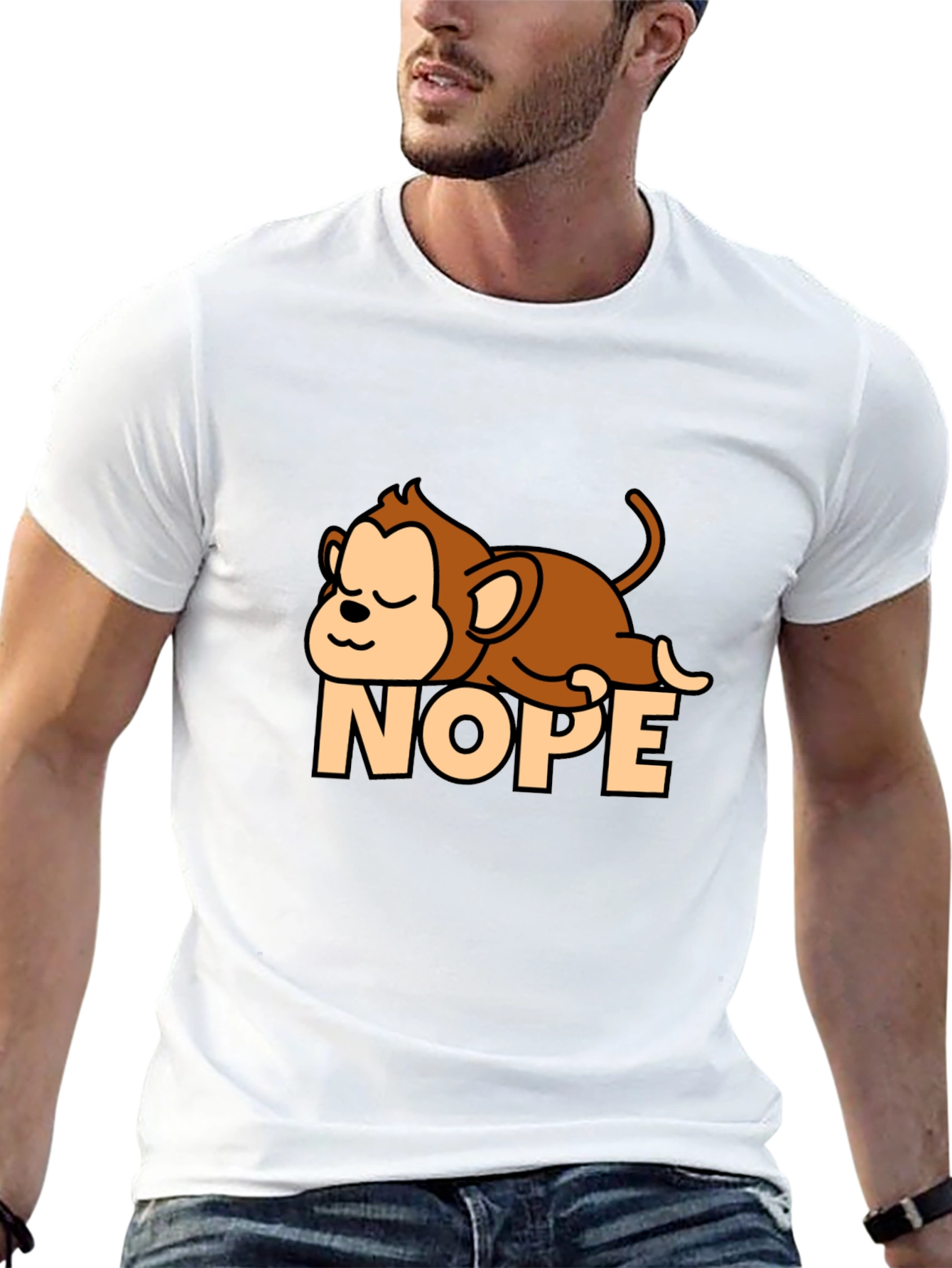 Nope Monkey T-Shirt - Lazy Funny Relax Graphic Tee