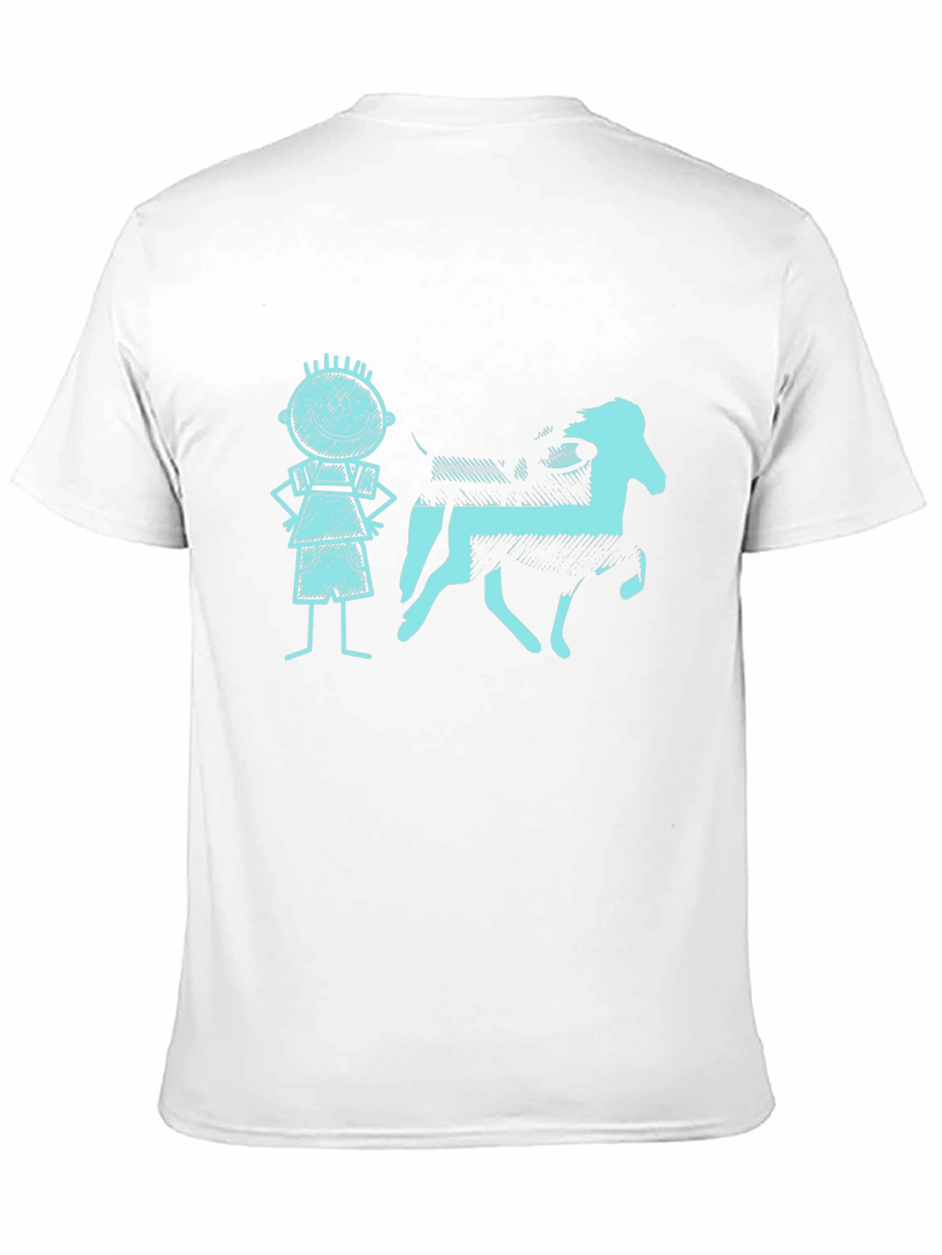 Mens Black Tee with Kid and Horse Graphic