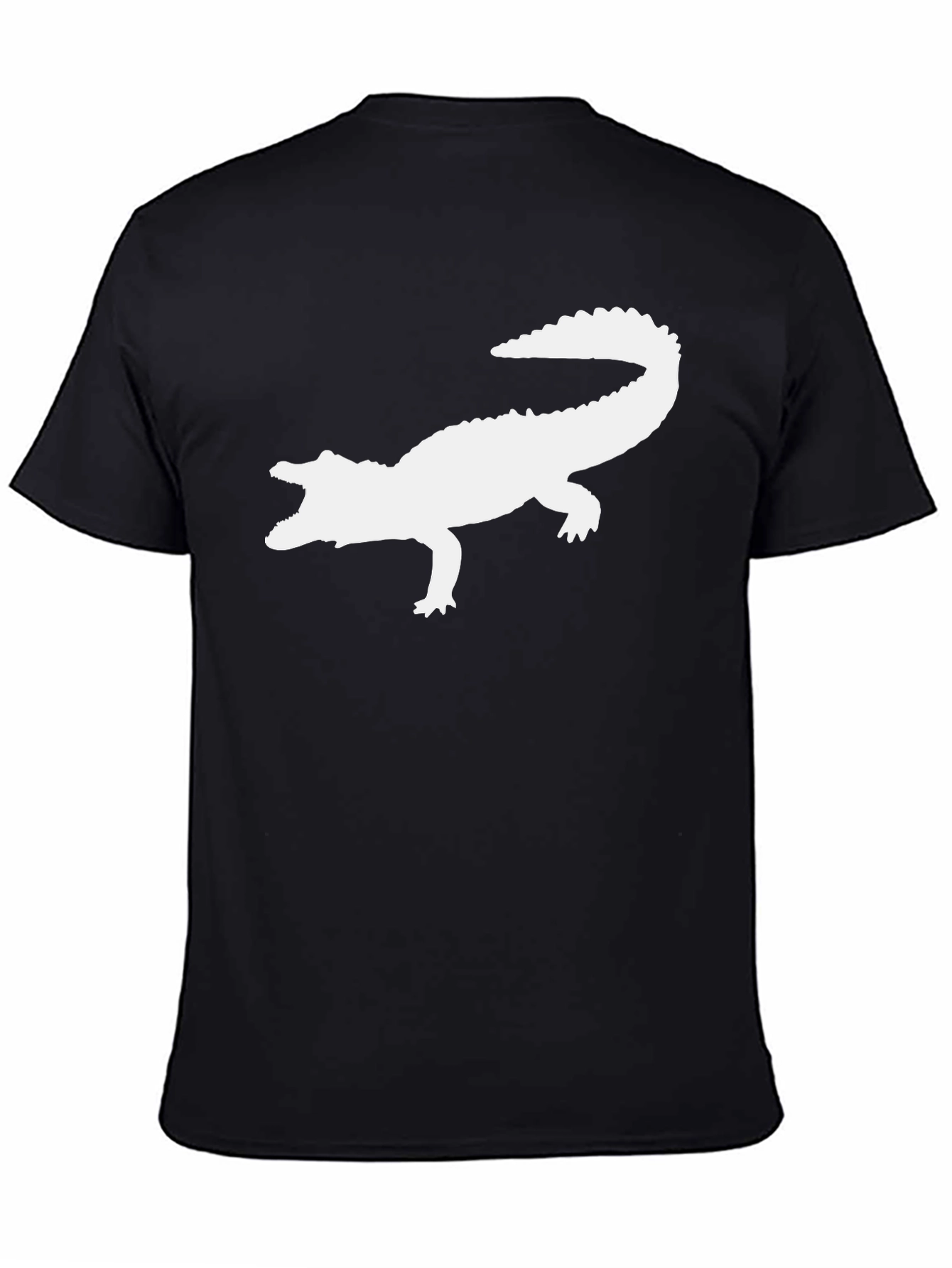 Crocodile Silhouette Graphic Tee - Black Cotton T-Shirt