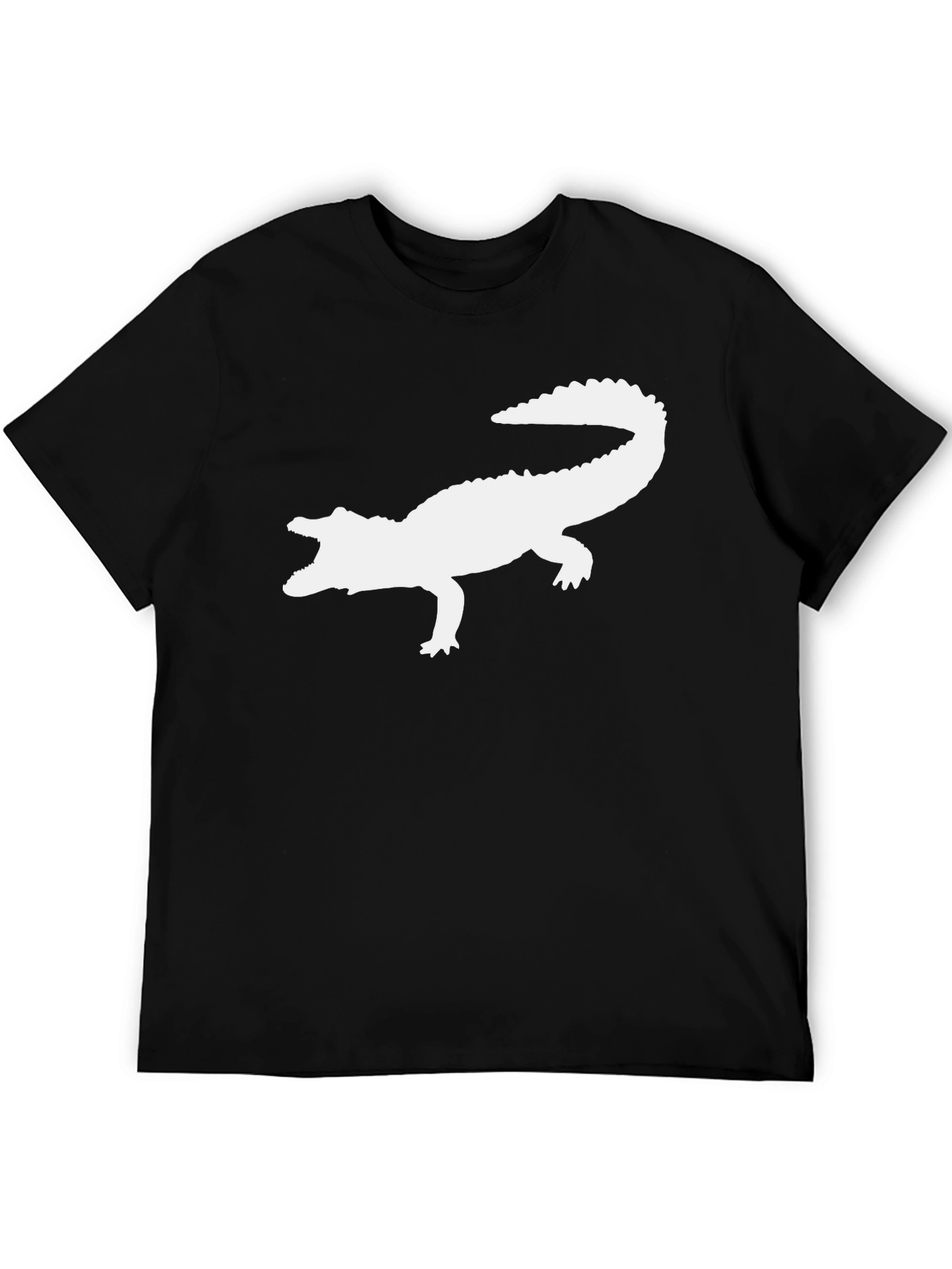 Crocodile Silhouette Graphic Tee - Black Cotton T-Shirt