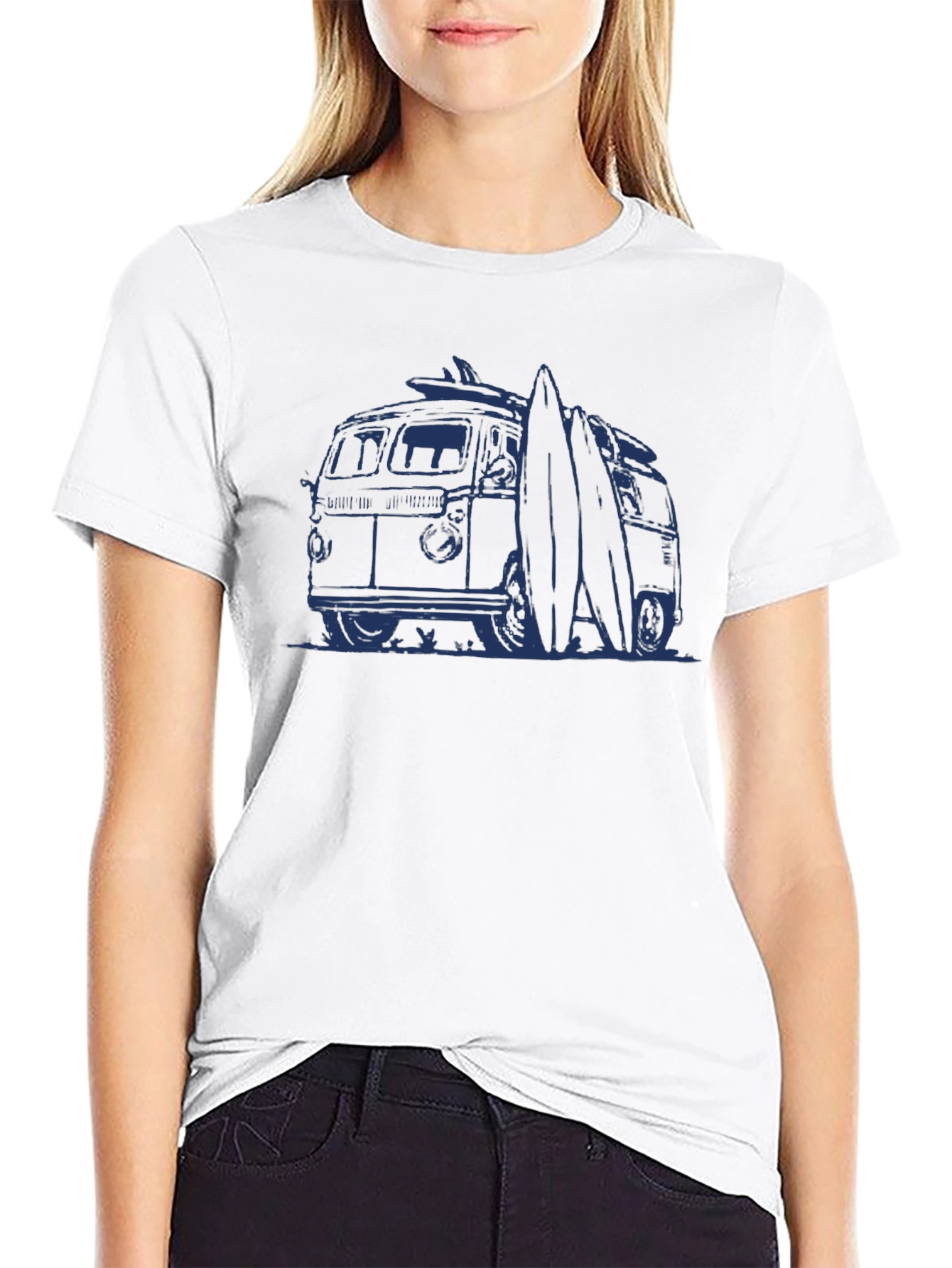 Surf Van Graphic Tee - Black Cotton T-Shirt