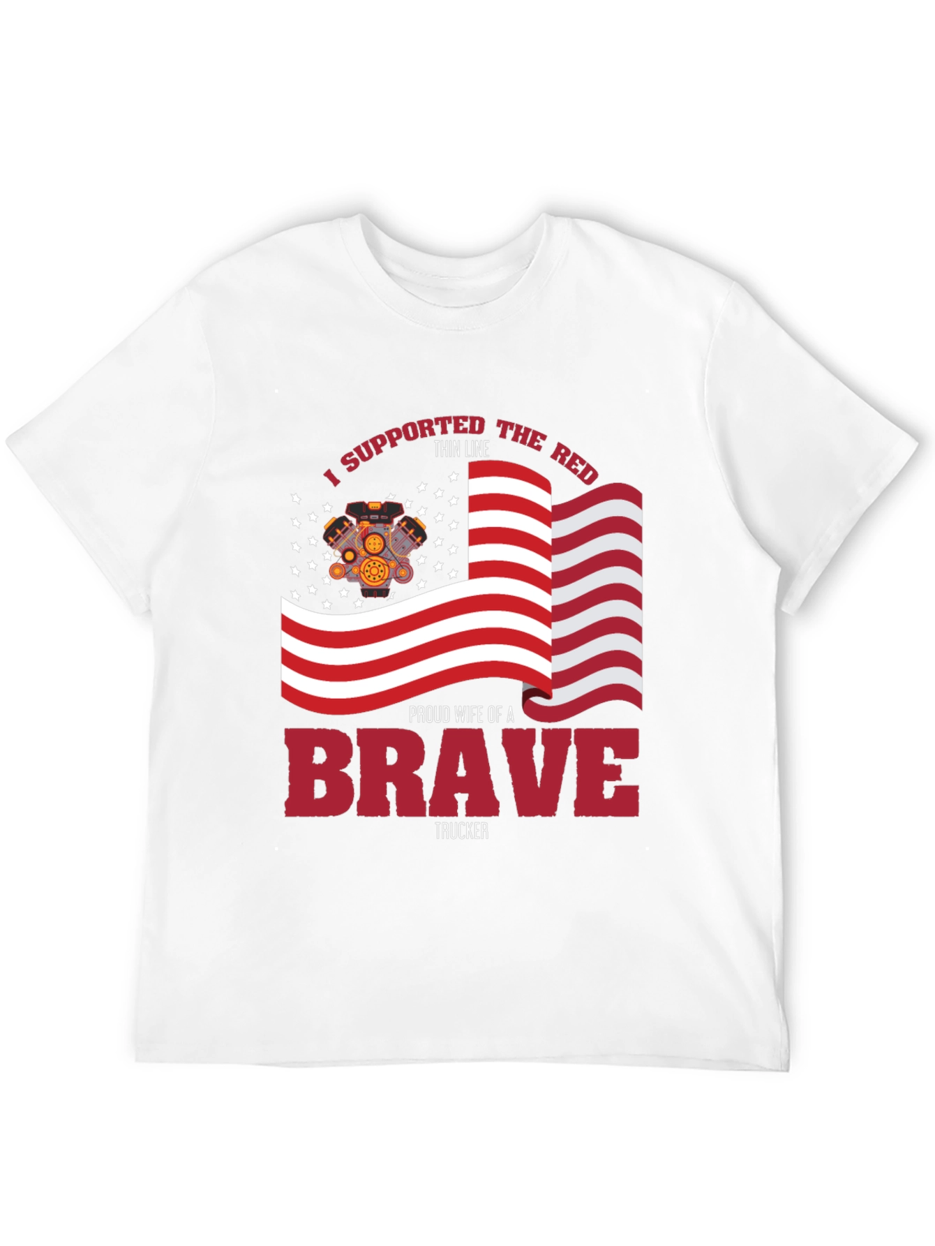 Proud Trucker Wife T-Shirt - Patriotic American Flag