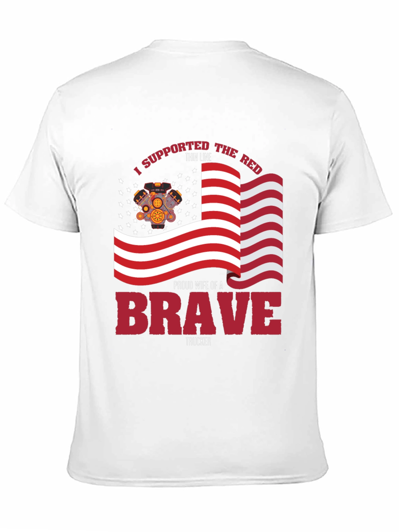 Proud Trucker Wife T-Shirt - Patriotic American Flag