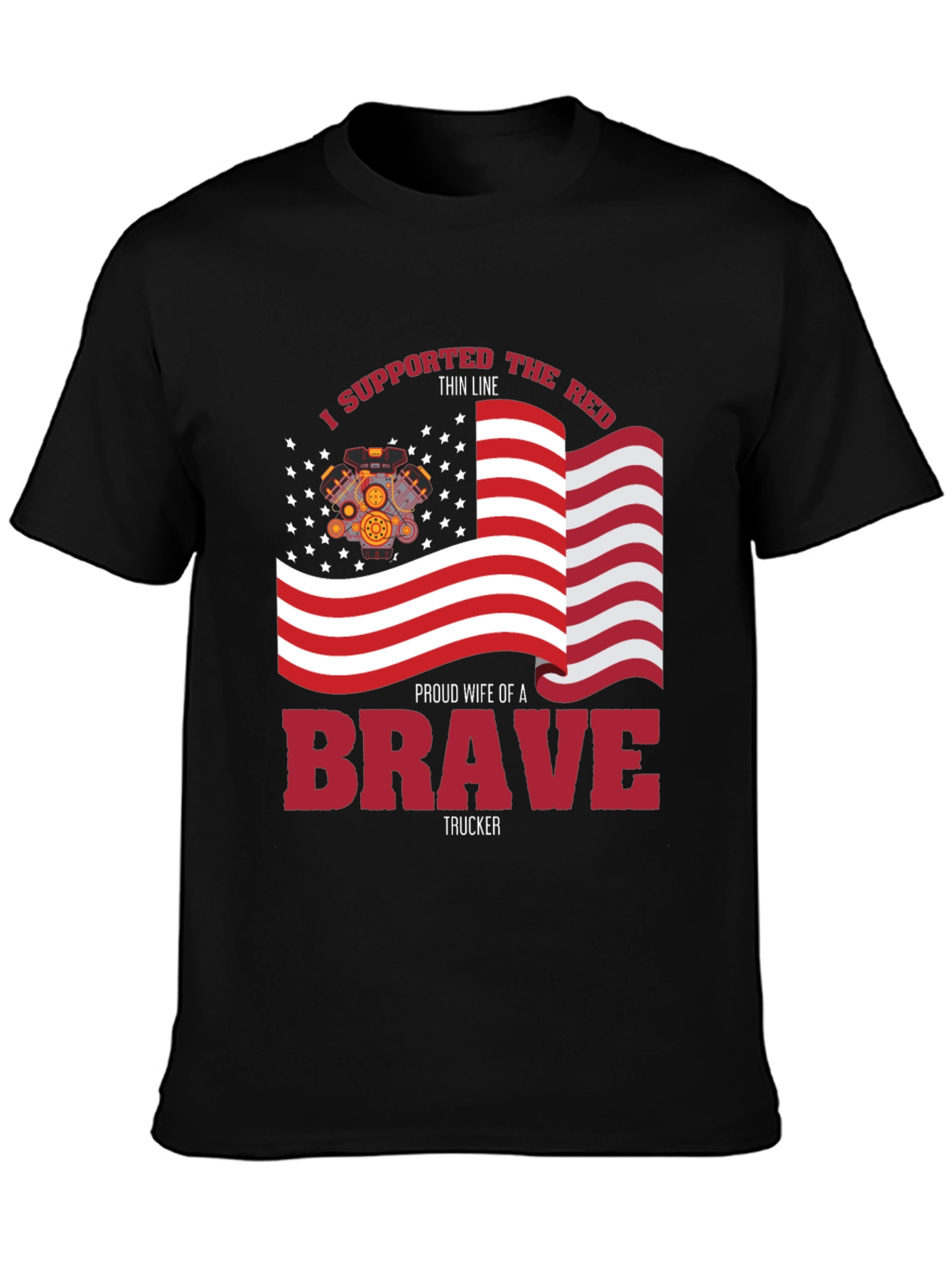 Proud Trucker Wife T-Shirt - Patriotic American Flag