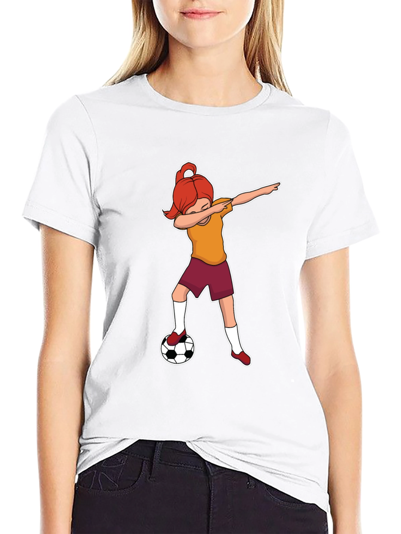 Soccer Dabbing Girl Graphic T-Shirt