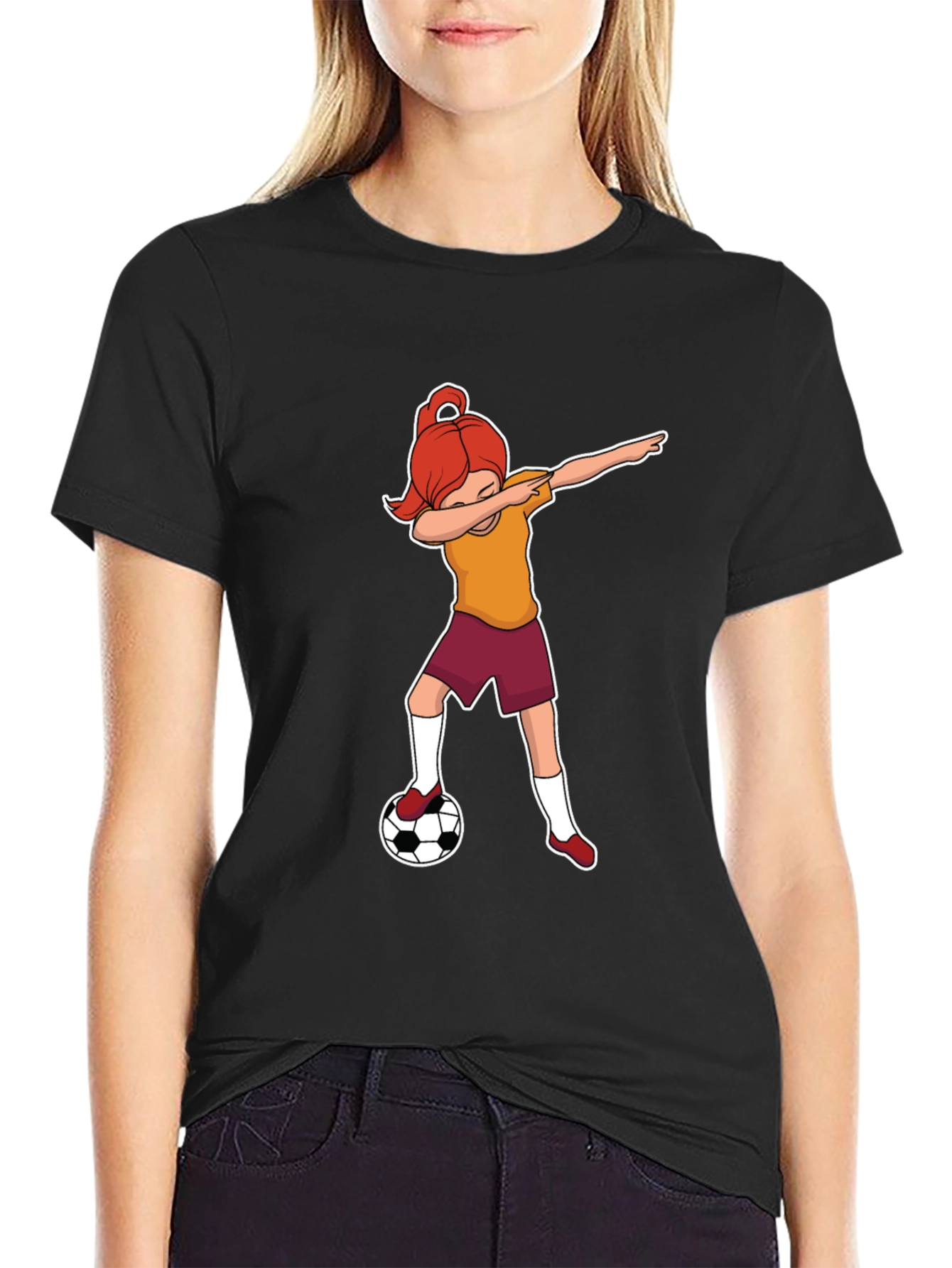 Soccer Dabbing Girl Graphic T-Shirt