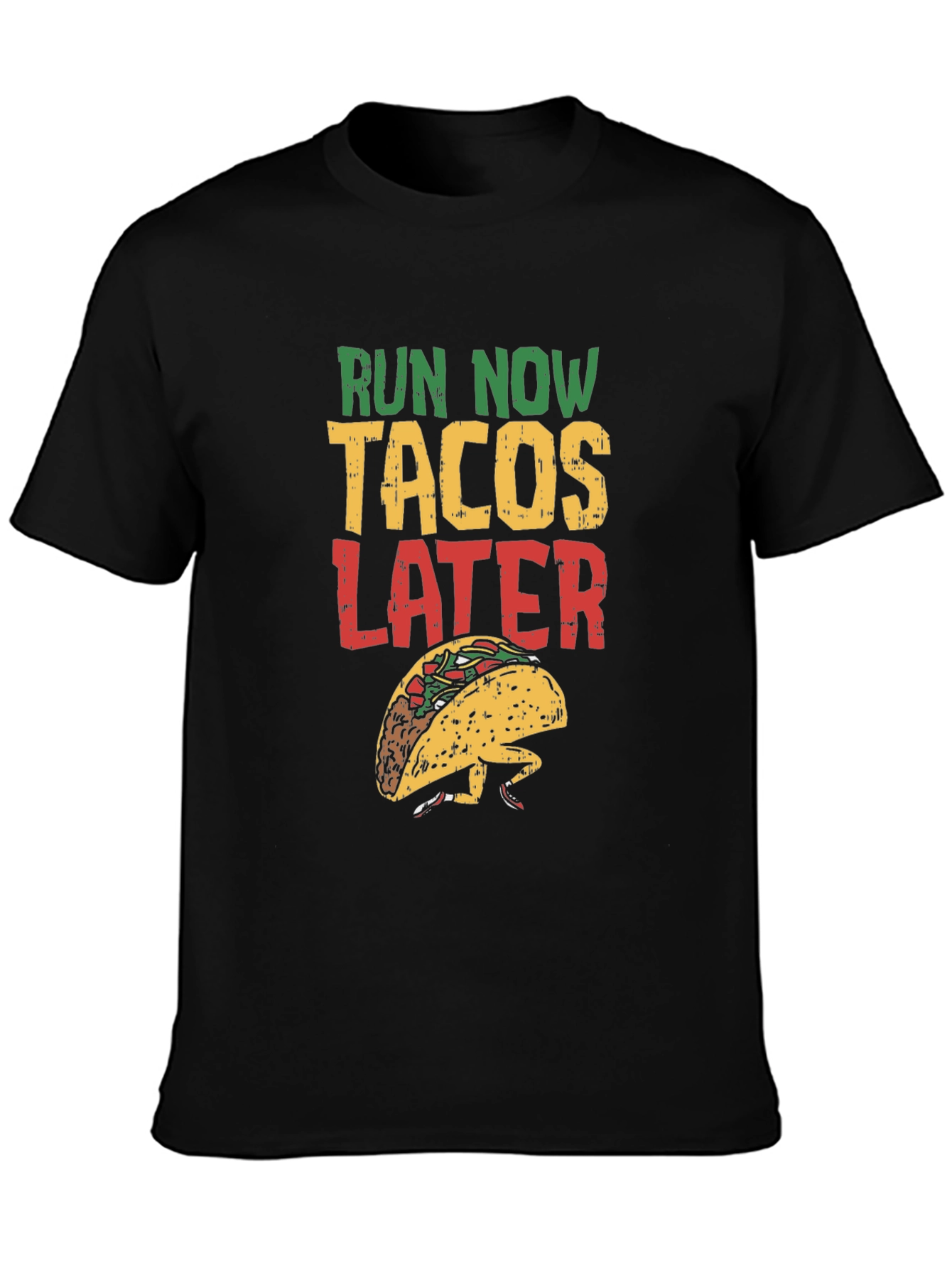 Run Now Tacos Later Graphic Tee - Black