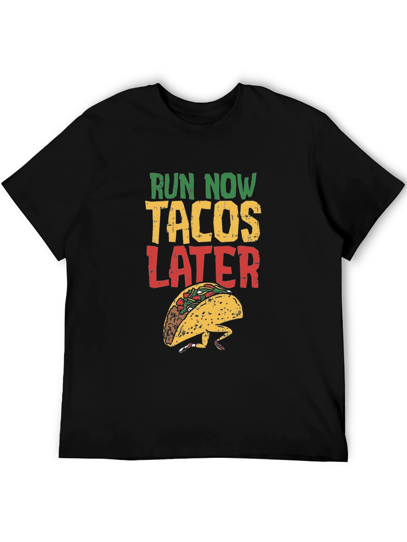 Run Now Tacos Later Graphic Tee - Black