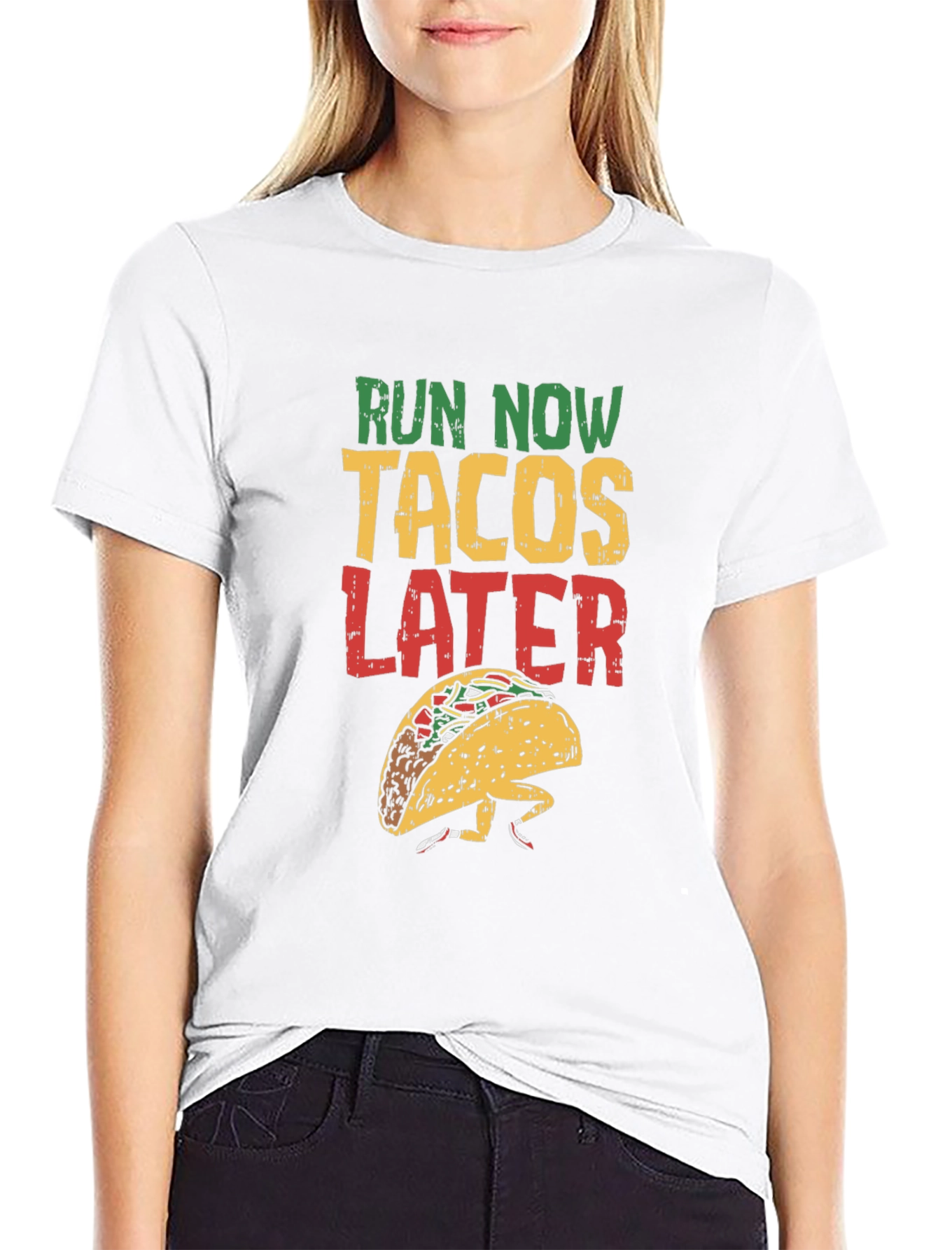 Run Now Tacos Later Graphic Tee - Black