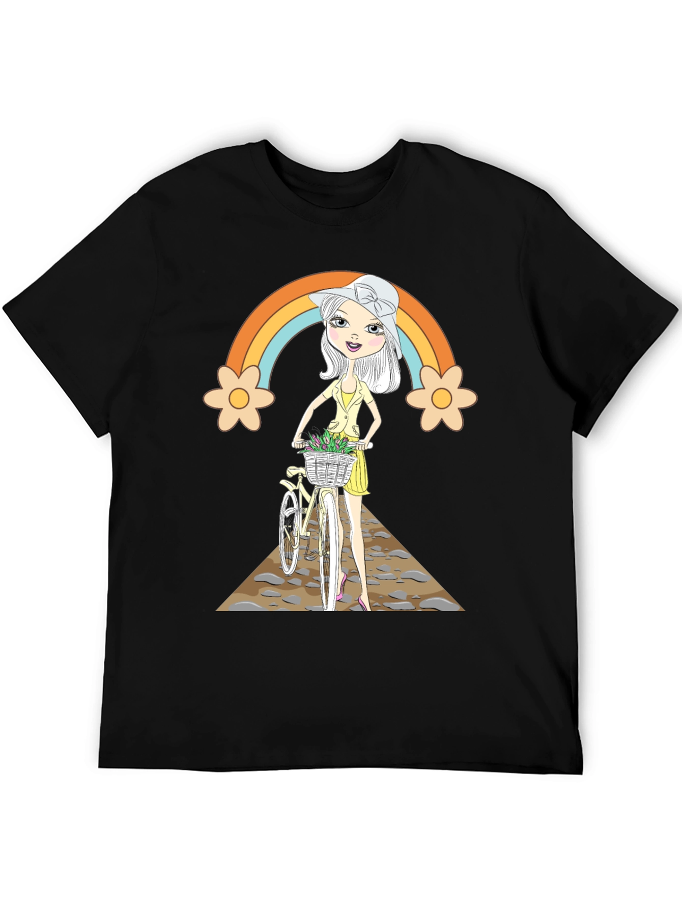 Rainbow Girl Bicycle T-Shirt - Stylish Graphic Tee