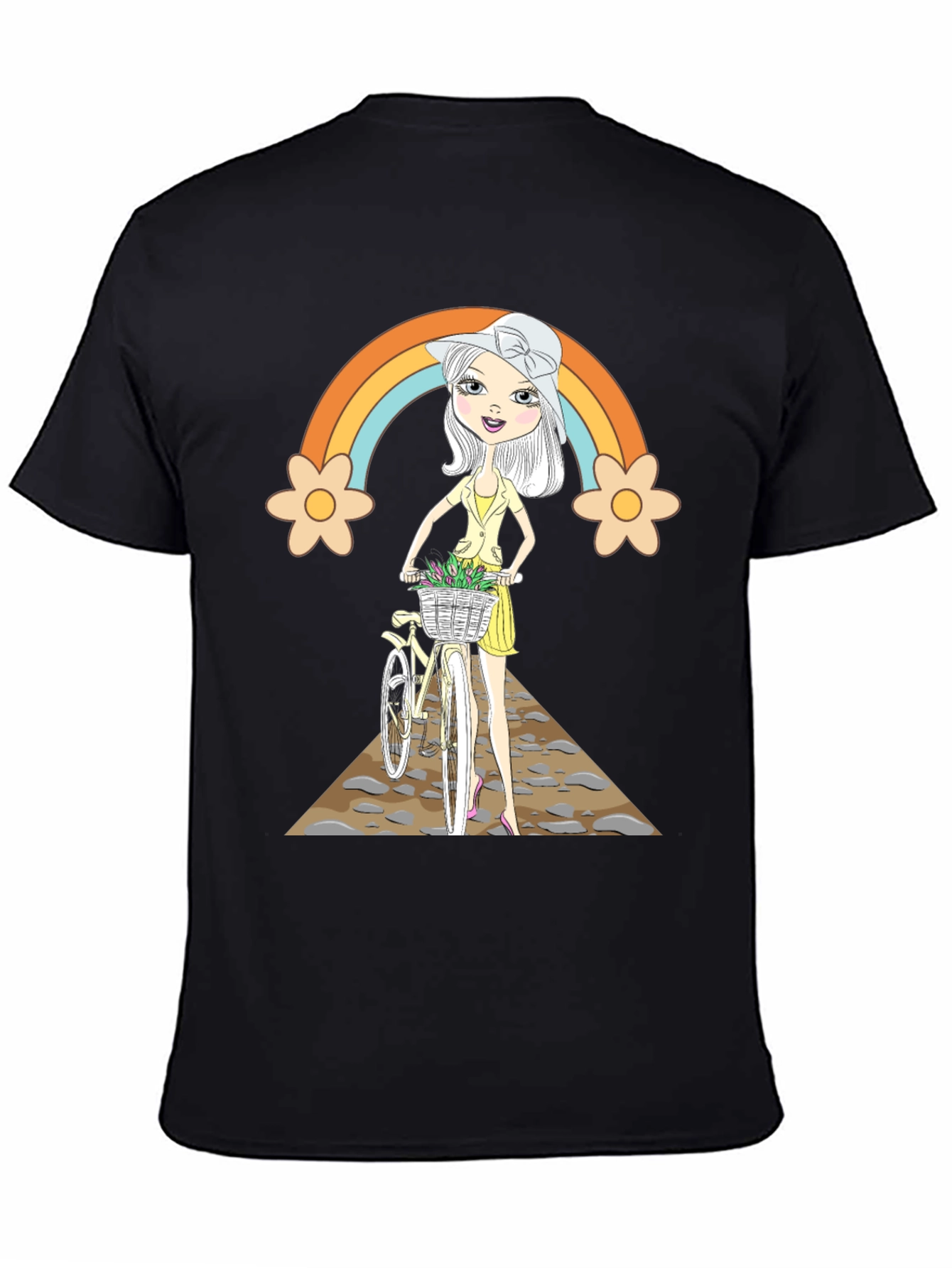 Rainbow Girl Bicycle T-Shirt - Stylish Graphic Tee