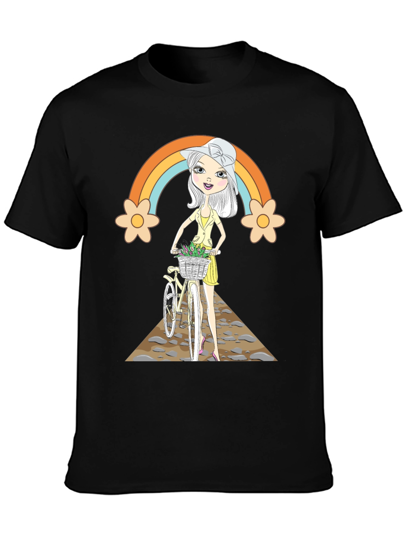Rainbow Girl Bicycle T-Shirt - Stylish Graphic Tee