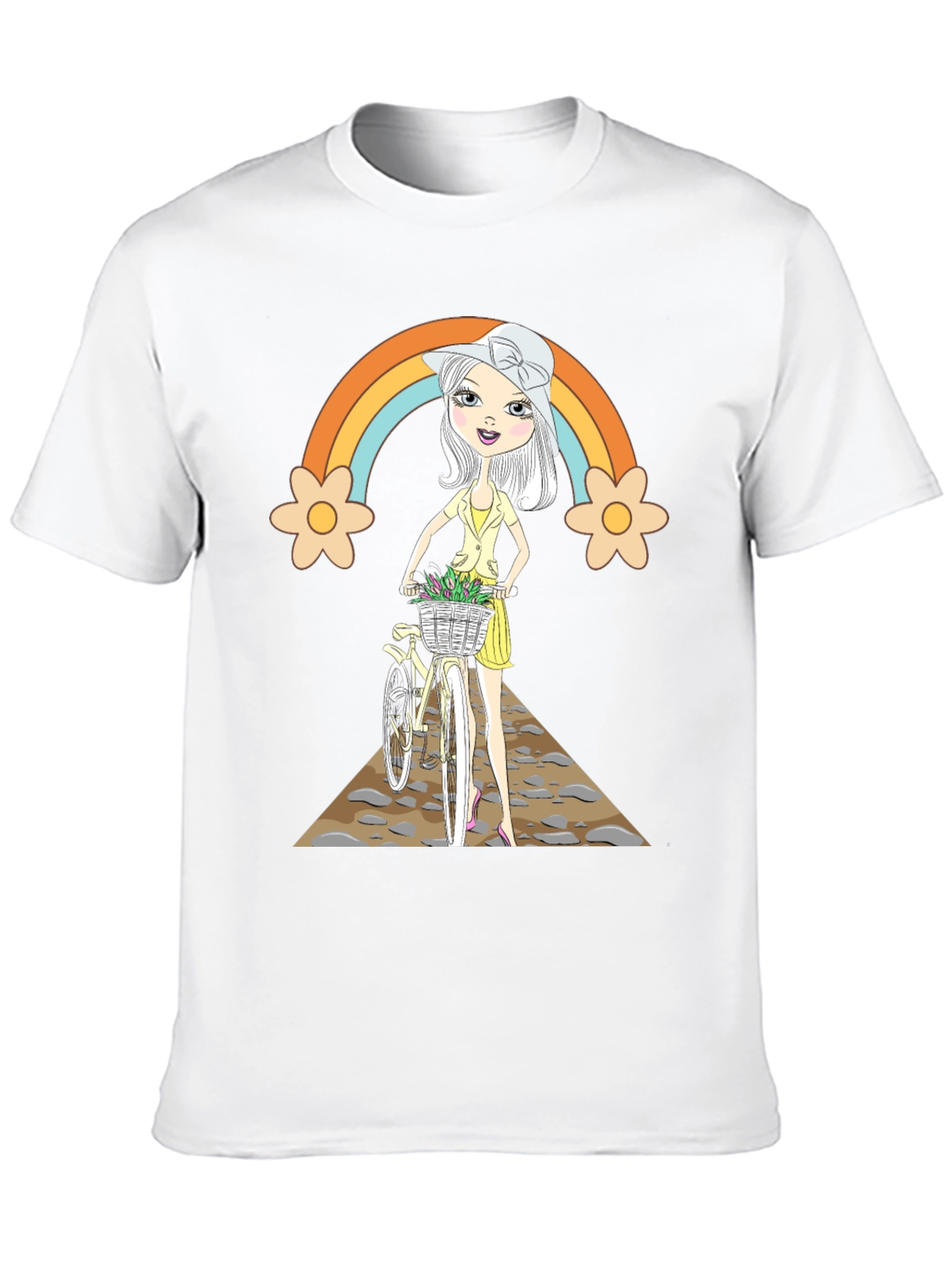 Rainbow Girl Bicycle T-Shirt - Stylish Graphic Tee
