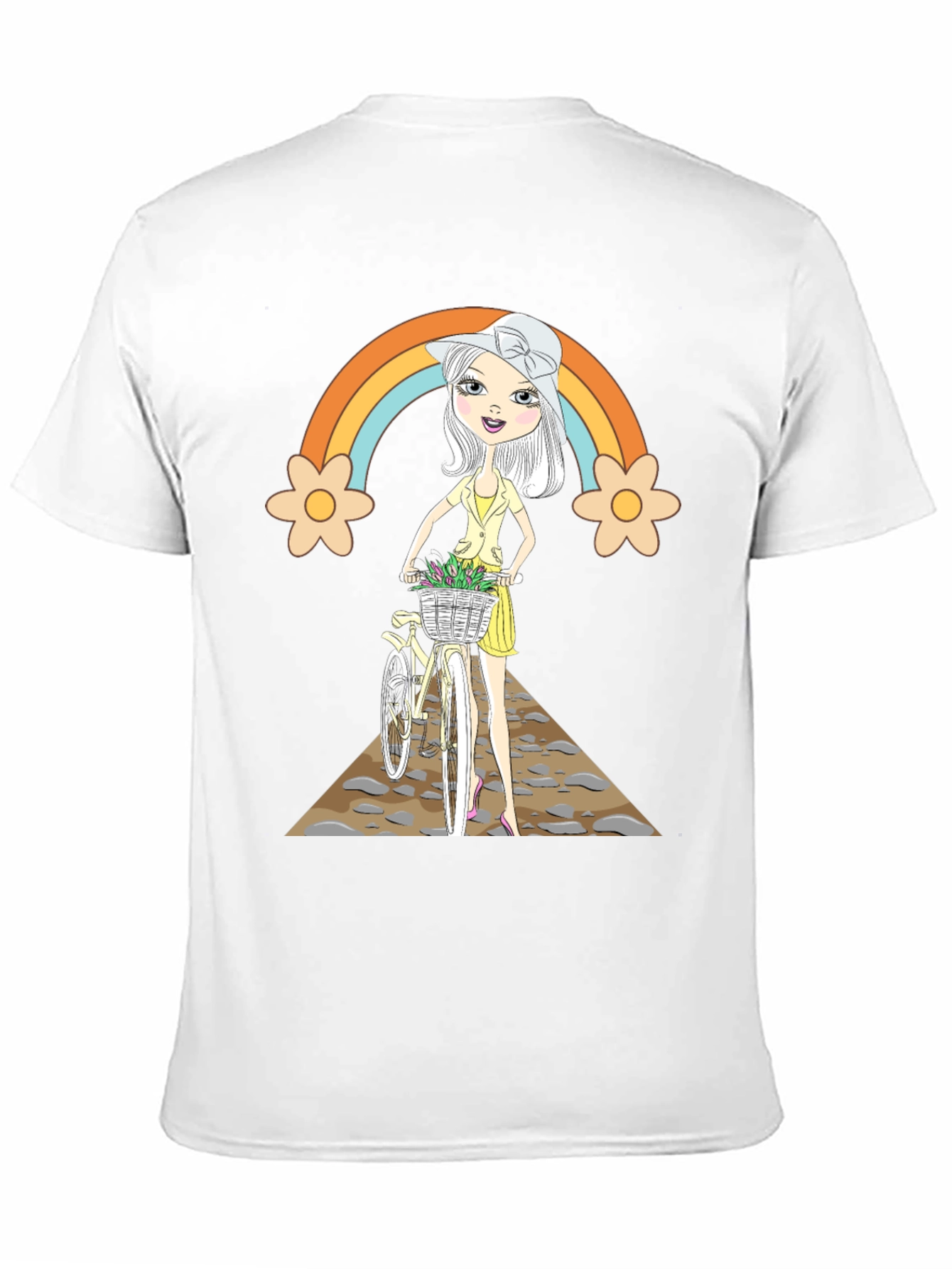 Rainbow Girl Bicycle T-Shirt - Stylish Graphic Tee