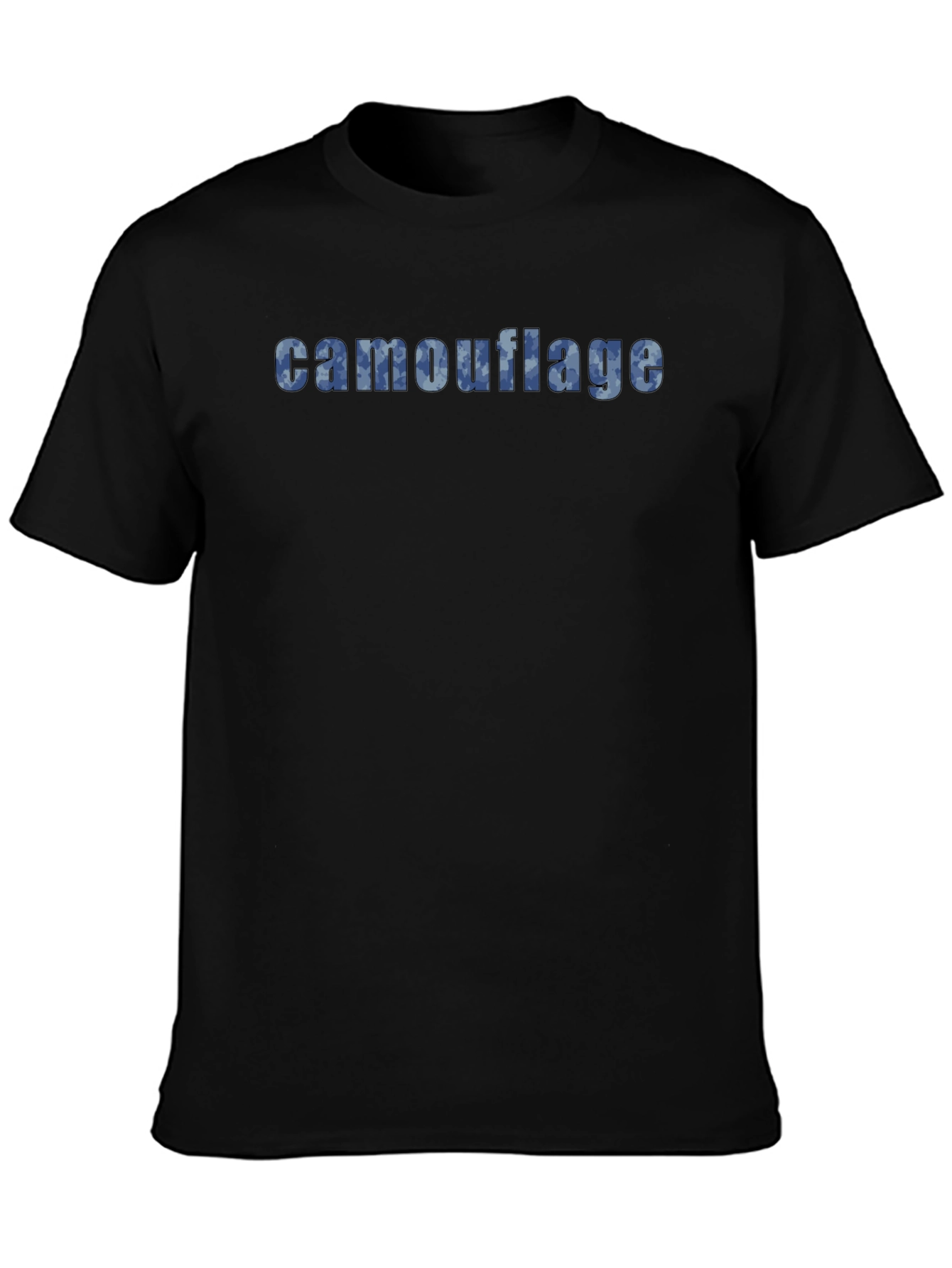 Camouflage Print Black Crew Neck T-Shirt