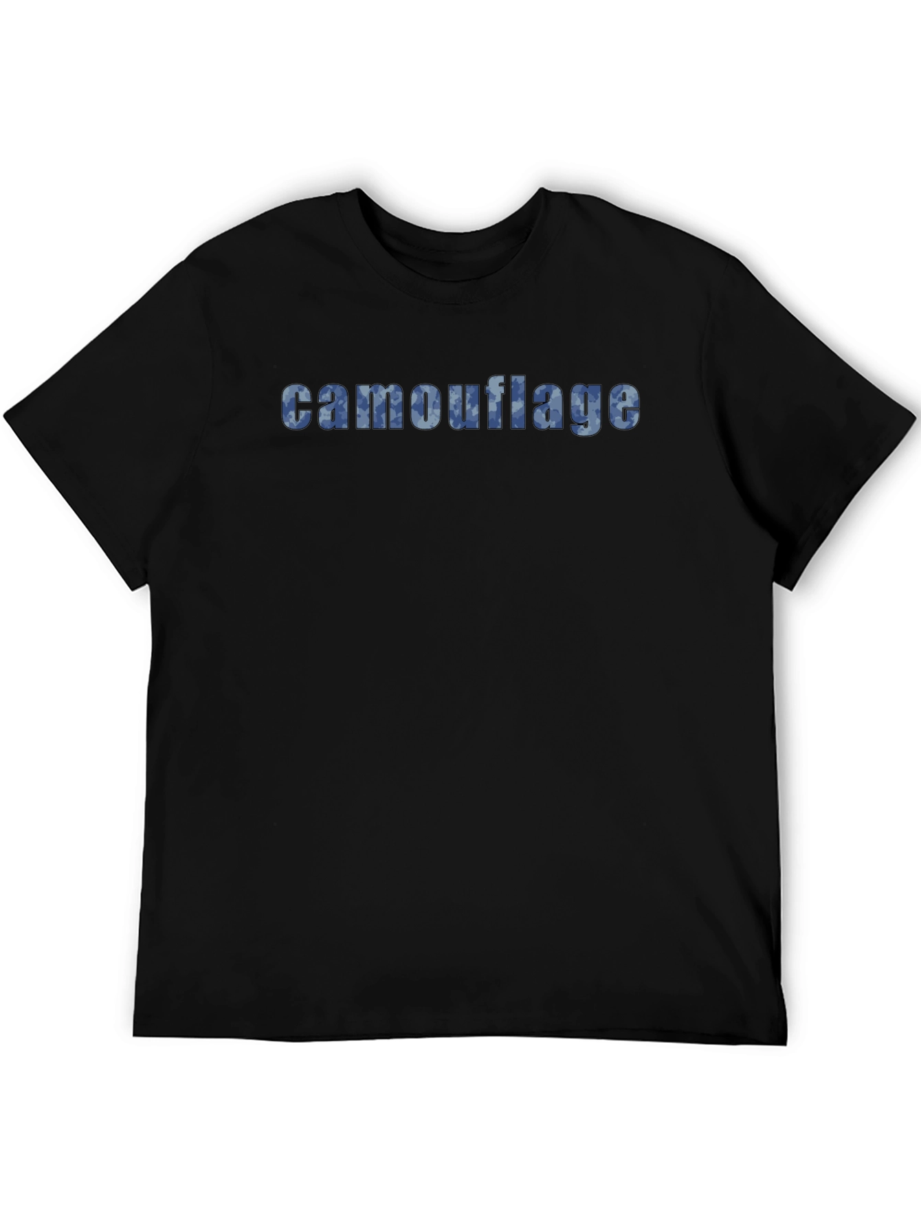 Camouflage Print Black Crew Neck T-Shirt