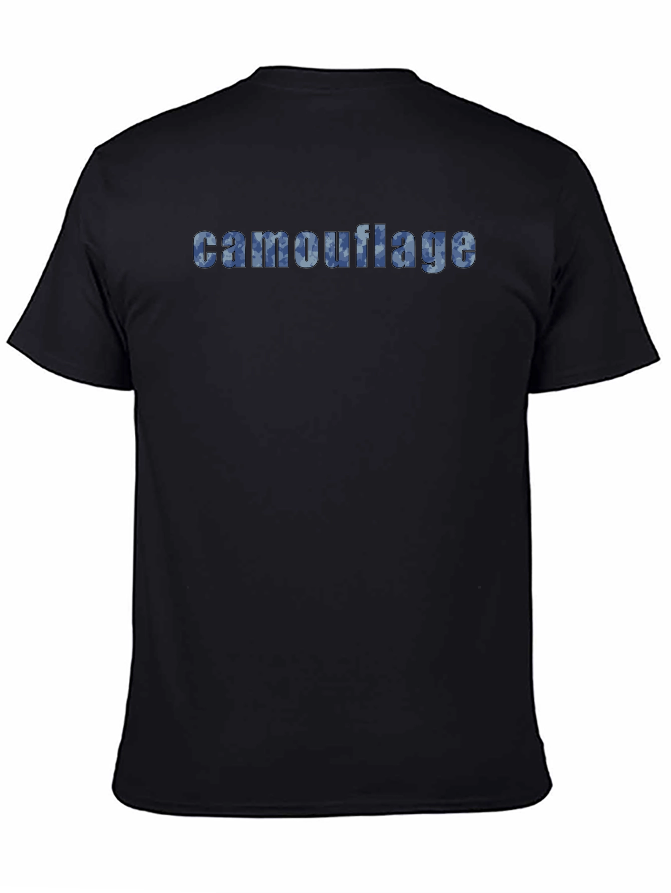 Camouflage Print Black Crew Neck T-Shirt
