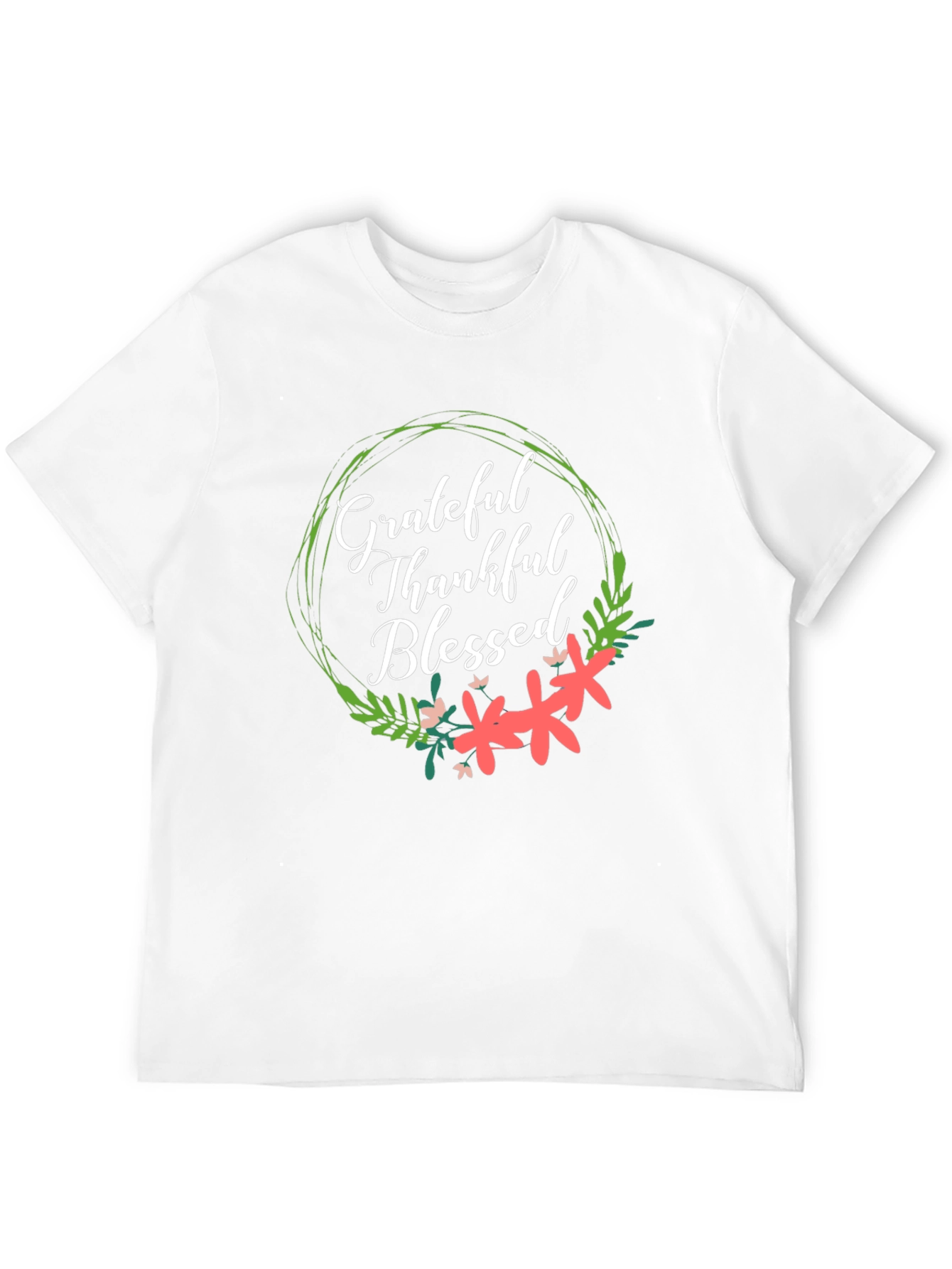 Grateful Thankful Blessed Floral T-Shirt