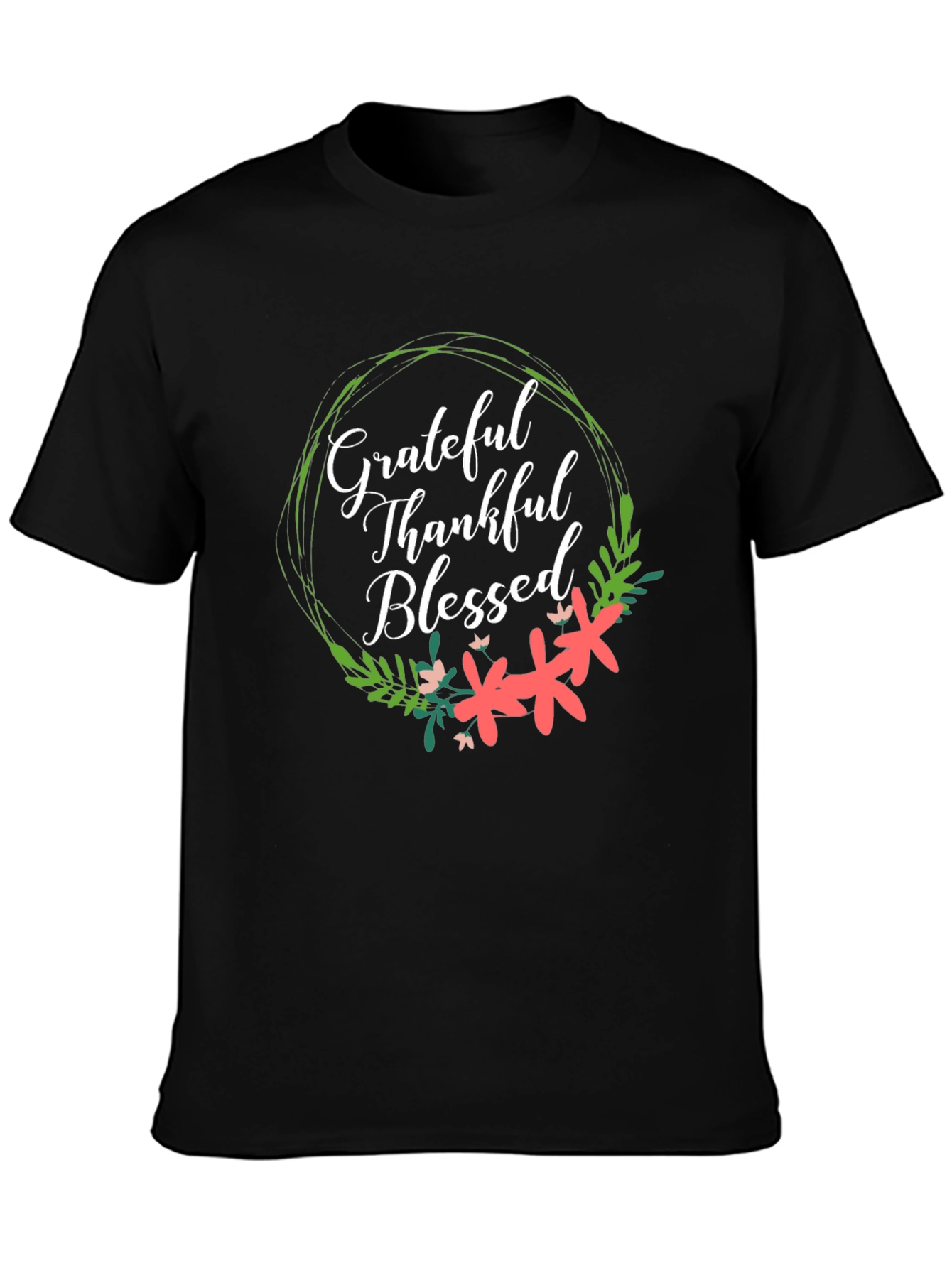 Grateful Thankful Blessed Floral T-Shirt