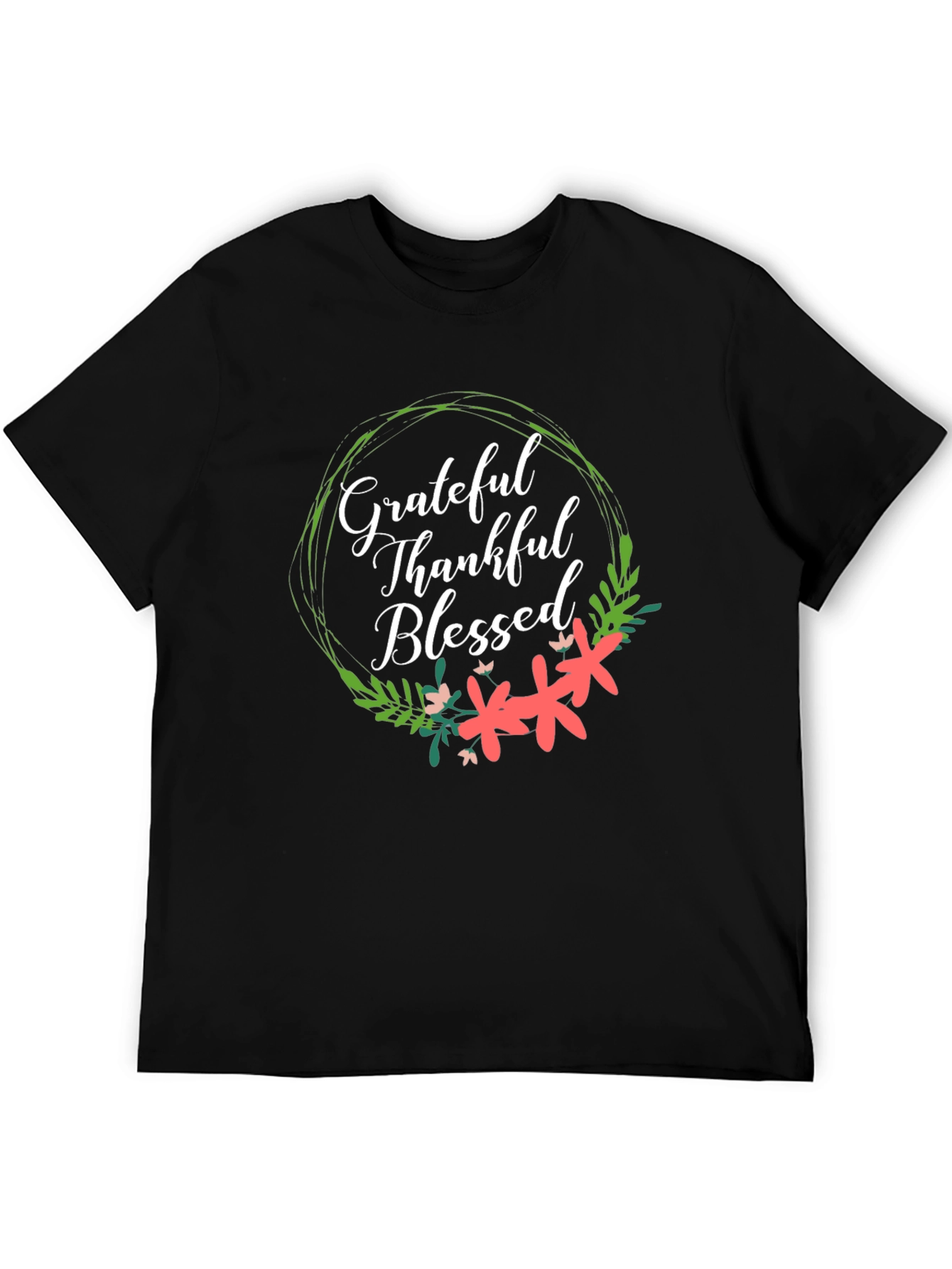 Grateful Thankful Blessed Floral T-Shirt