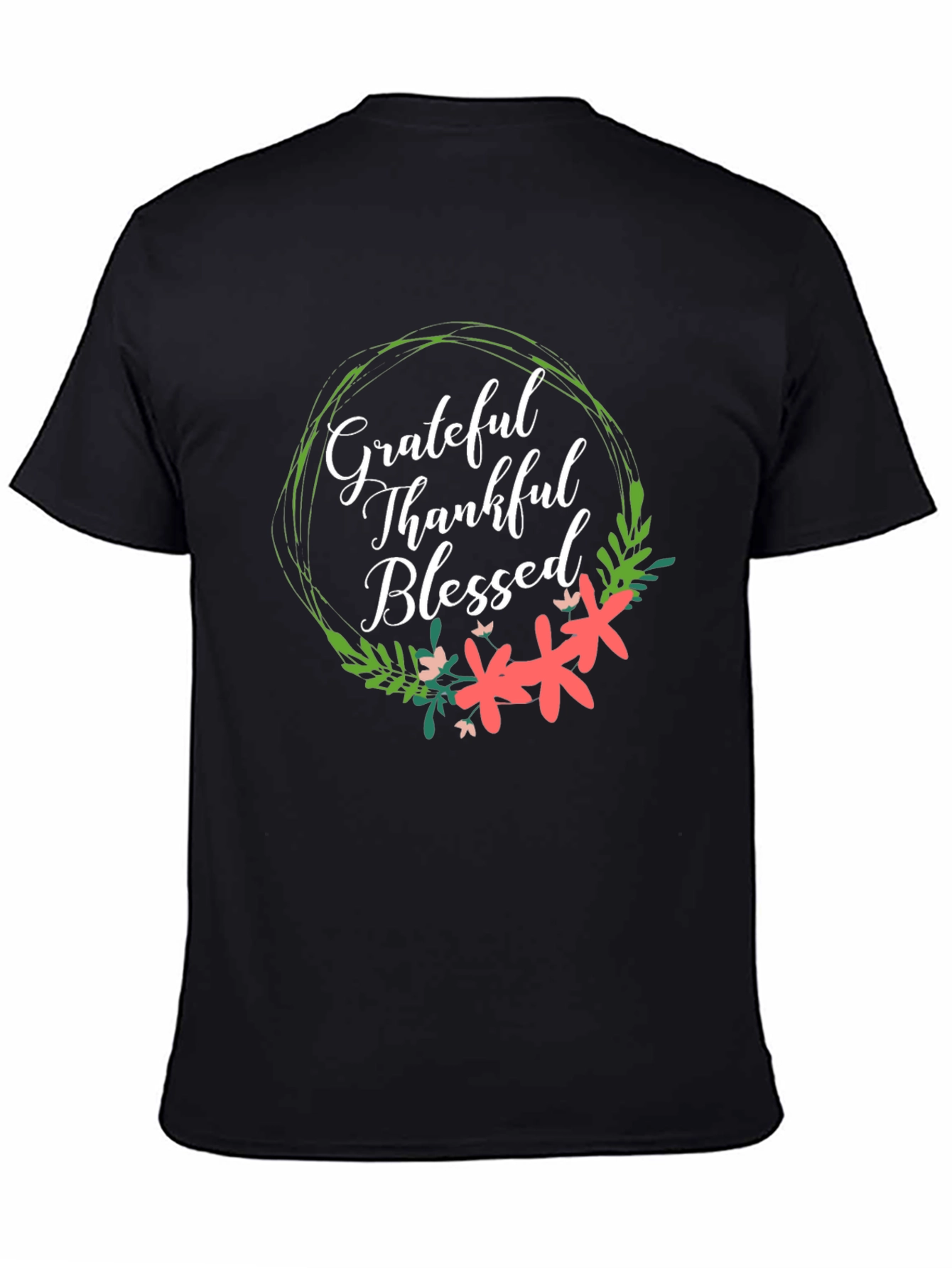 Grateful Thankful Blessed Floral T-Shirt